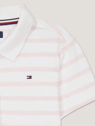 [S] TOMMY HILFIGER KIDS STRIPE STRETCH PIQUE POLO DRESS,PINK, 71J4111-690 (STH762)