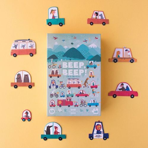 幼幼拼圖推薦西班牙Londji 嗶嗶!車車造型找找看拼圖