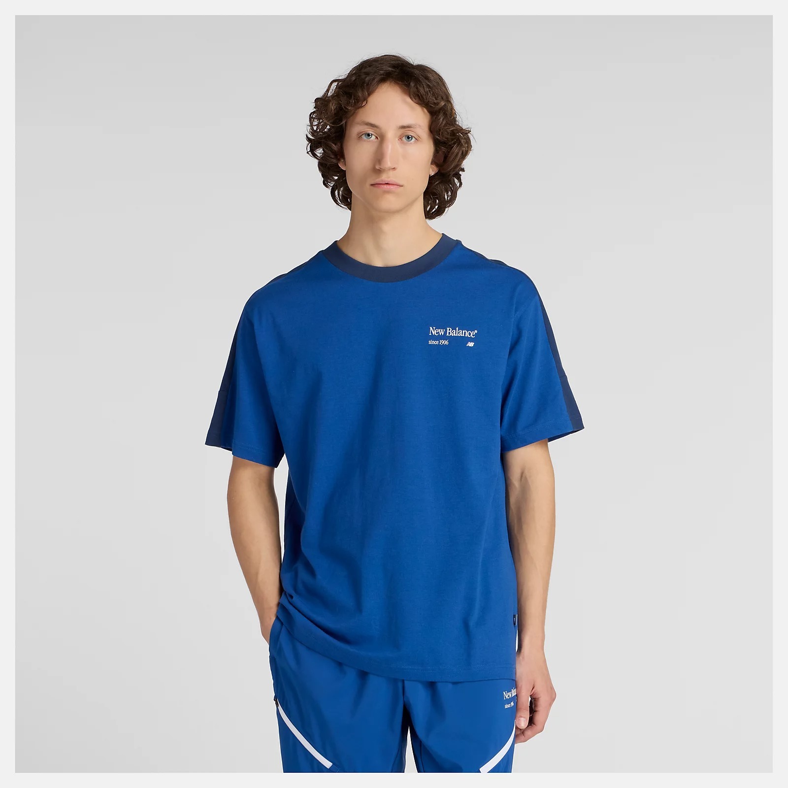 NEW BALANCE 短T NB 寶藍 棉質 短袖 上衣 男 MT53501GAB