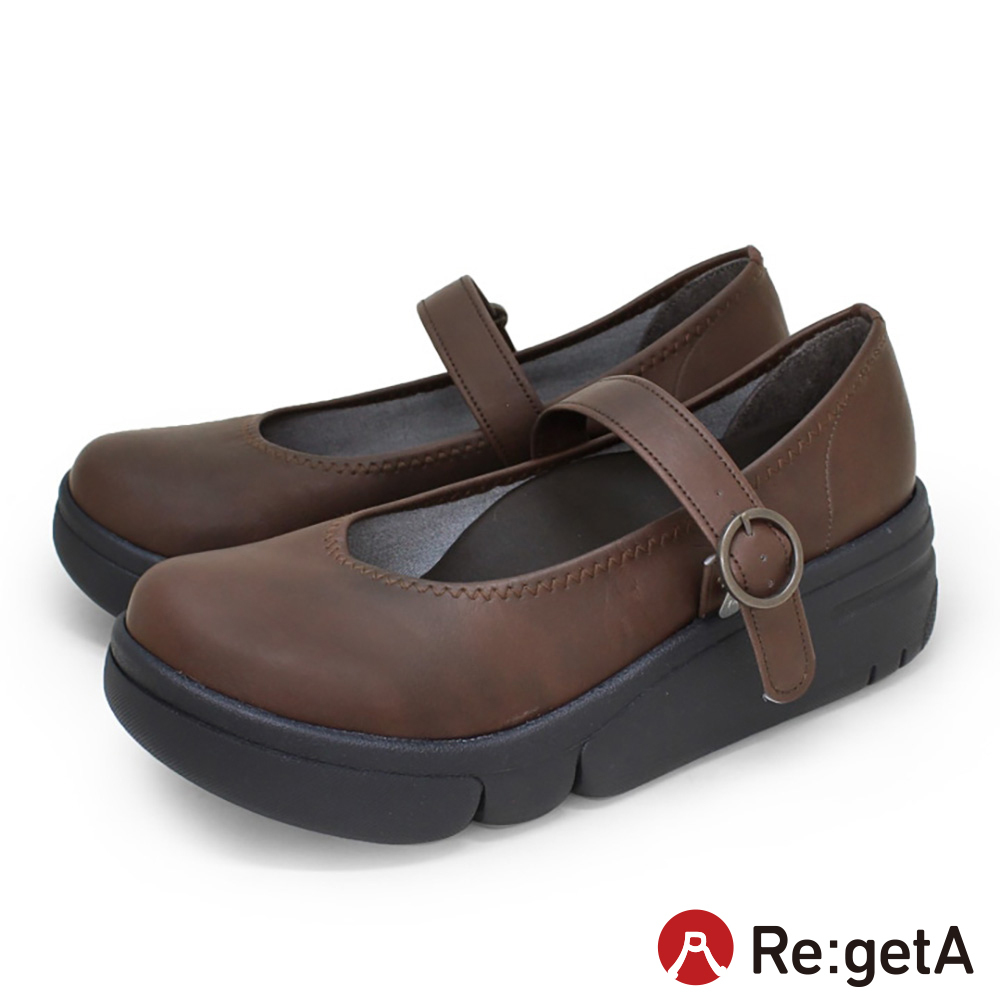 大阪樂步健康鞋 Re:getA 輕量厚底瑪莉珍鞋 RE166 (DBR-深咖色)