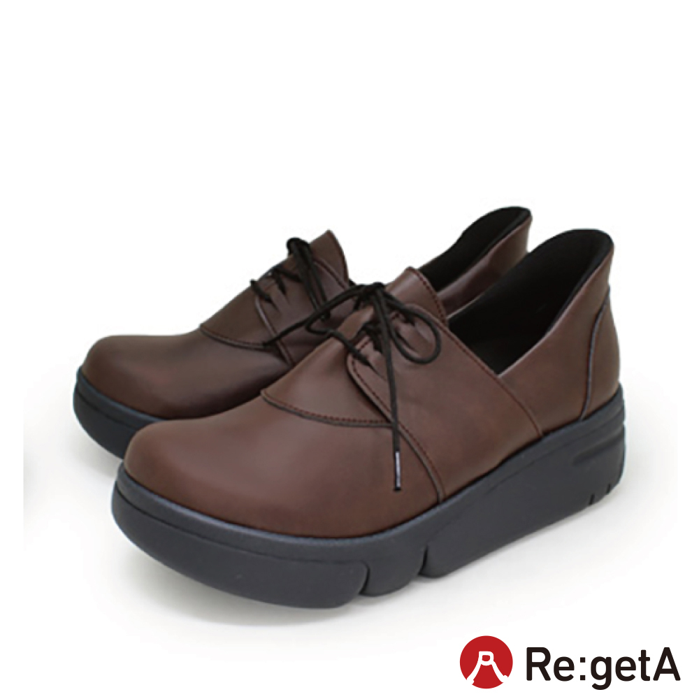 大阪樂步健康鞋 Re:getA 厚底輕量綁帶休閒鞋 RE167 (DBR-咖啡色)