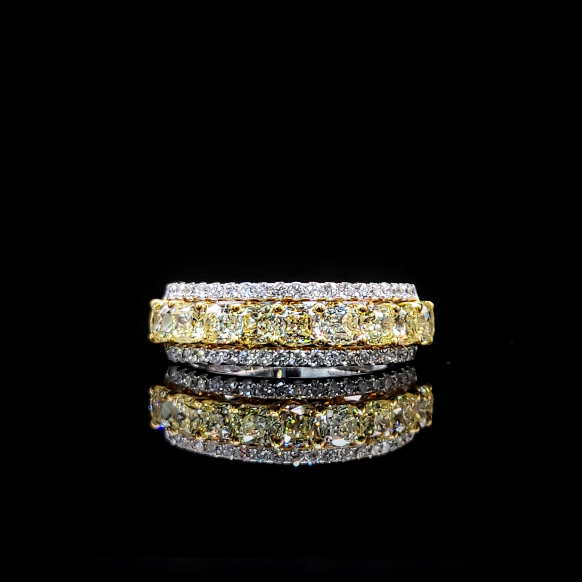18K Gold 2.40ct Fancy Yellow and White Diamond Ring