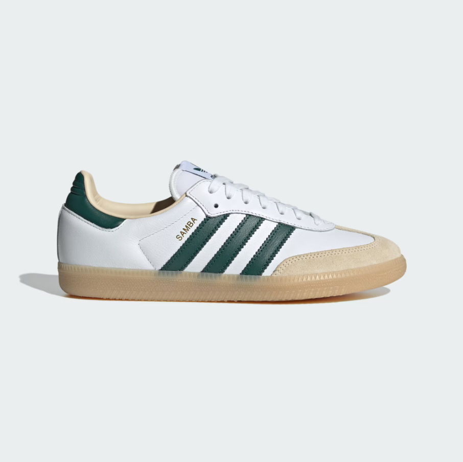 【 adidas SAMBA OG 運動休閒鞋款 - 白x學院綠 】