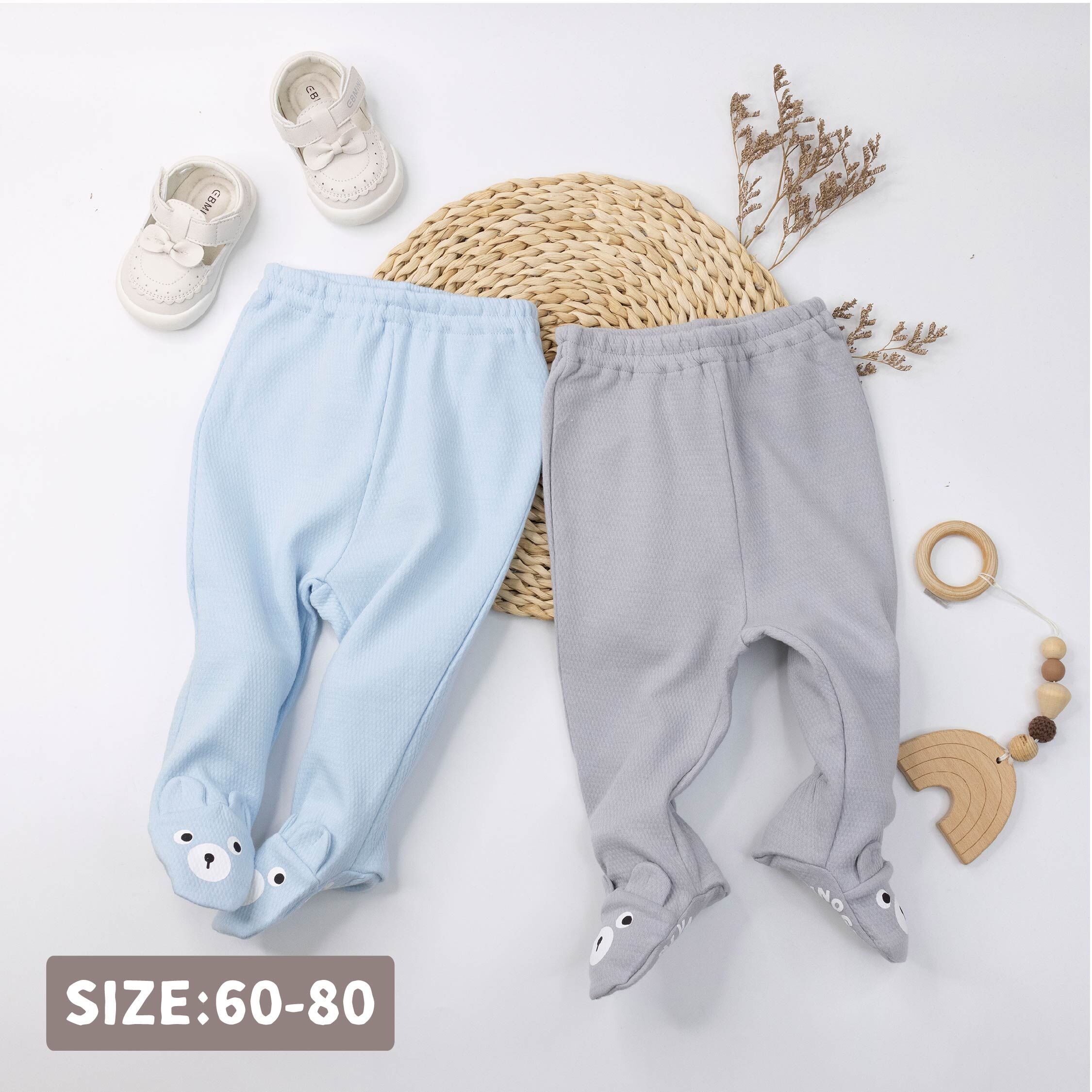 范侖鐵諾【32590】呆呆熊立體耳朵連腳初生褲＊二色