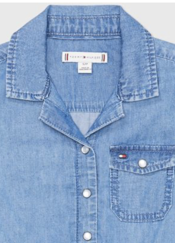 [S] TOMMY HILFIGER KIDS SLEEVELESS CHAMBRAY ROMPER,DENIM BLUE, 71J4231-460 (STH754)