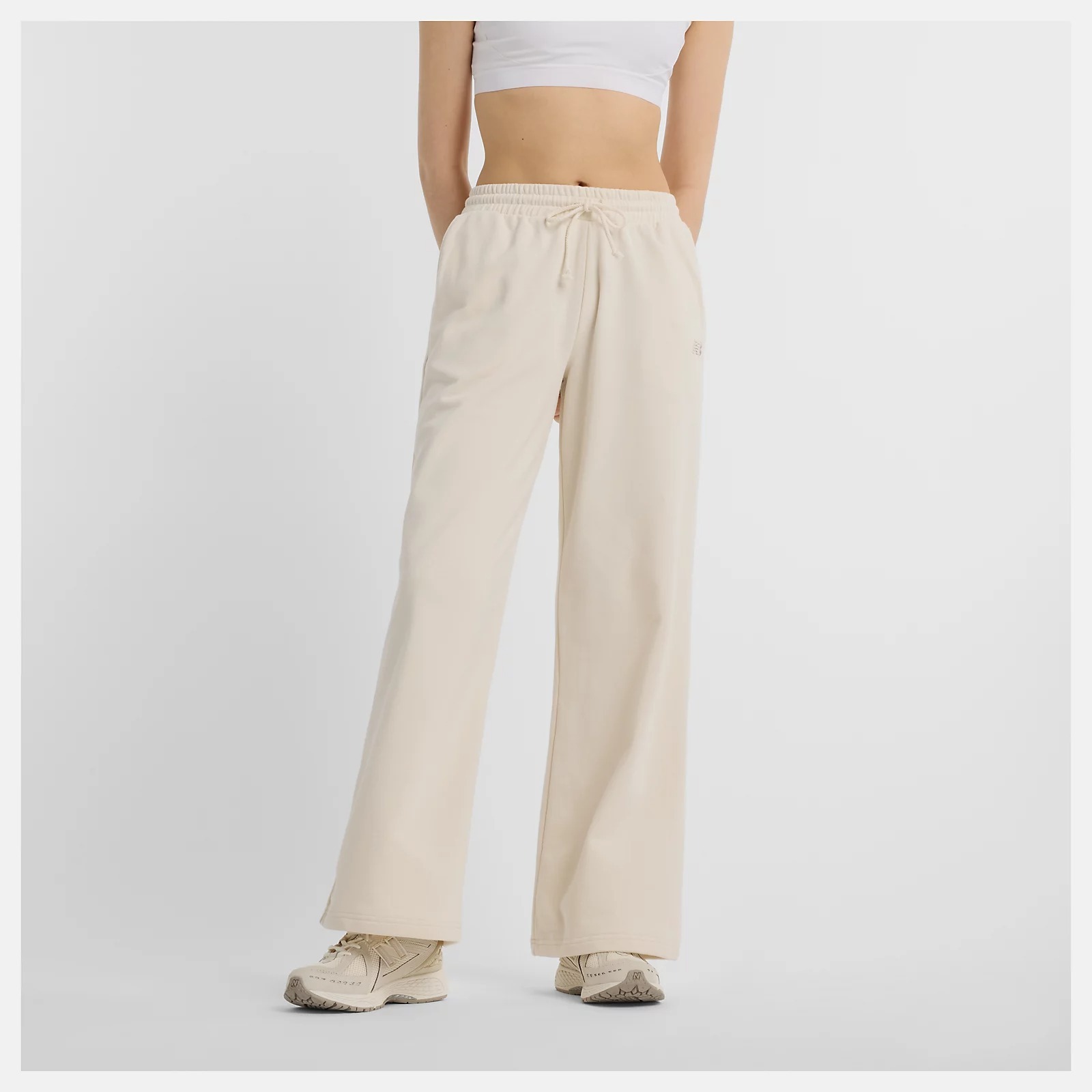 NEW BALANCE 長褲 NB 米色 寬版 休閒 棉褲 女 WP51503LIN