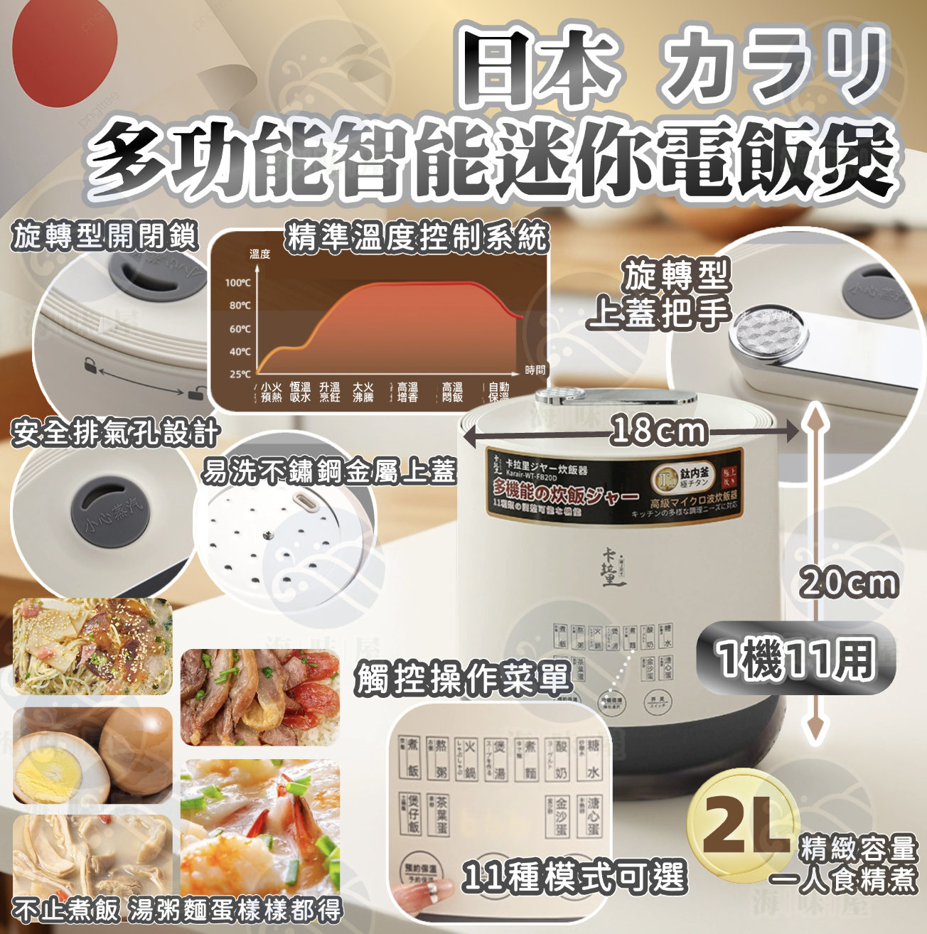 V19951 日本多功能智能迷你電飯煲2L