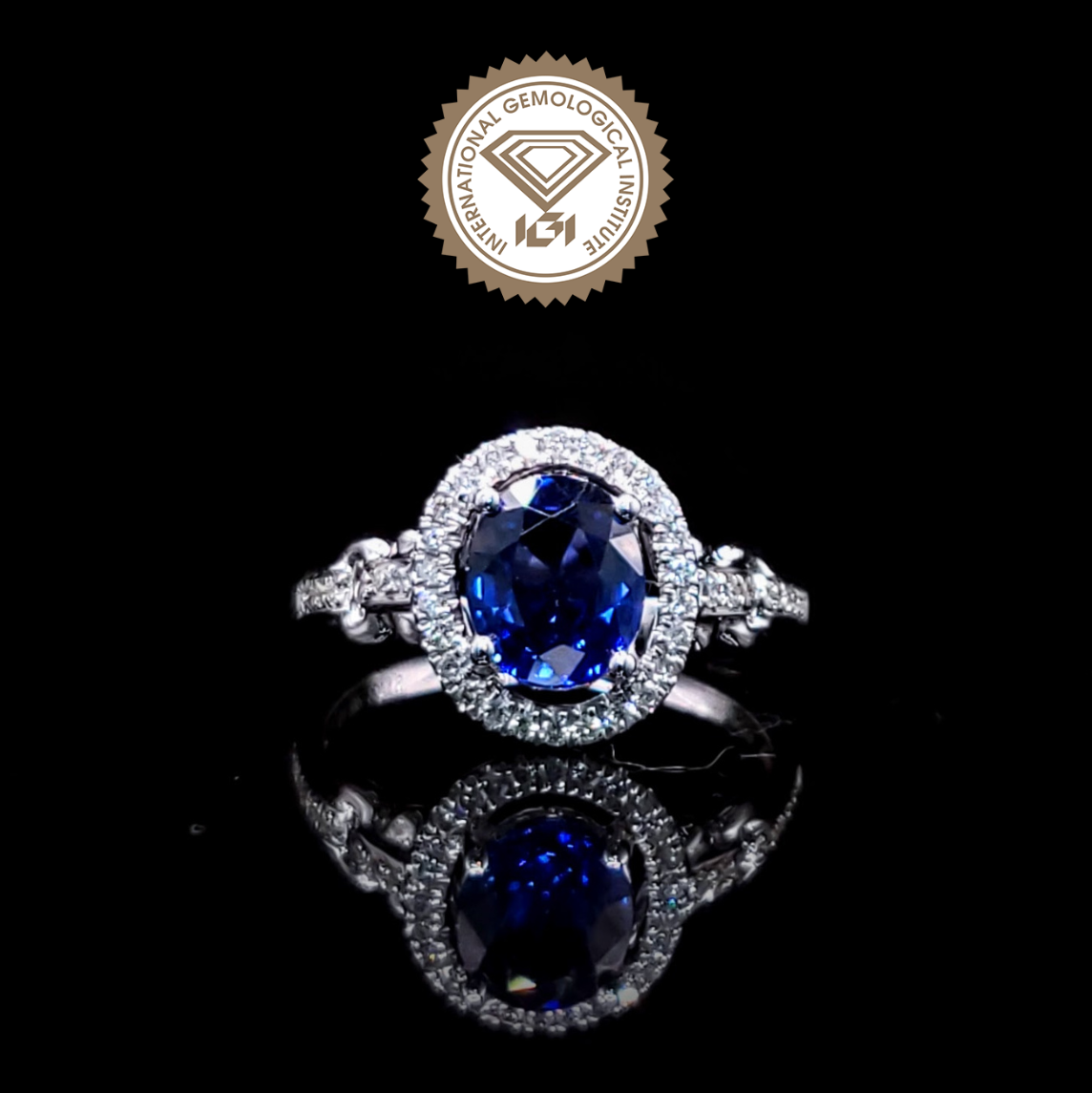 18K White Gold 1.23ct Sapphire and Diamond Ring