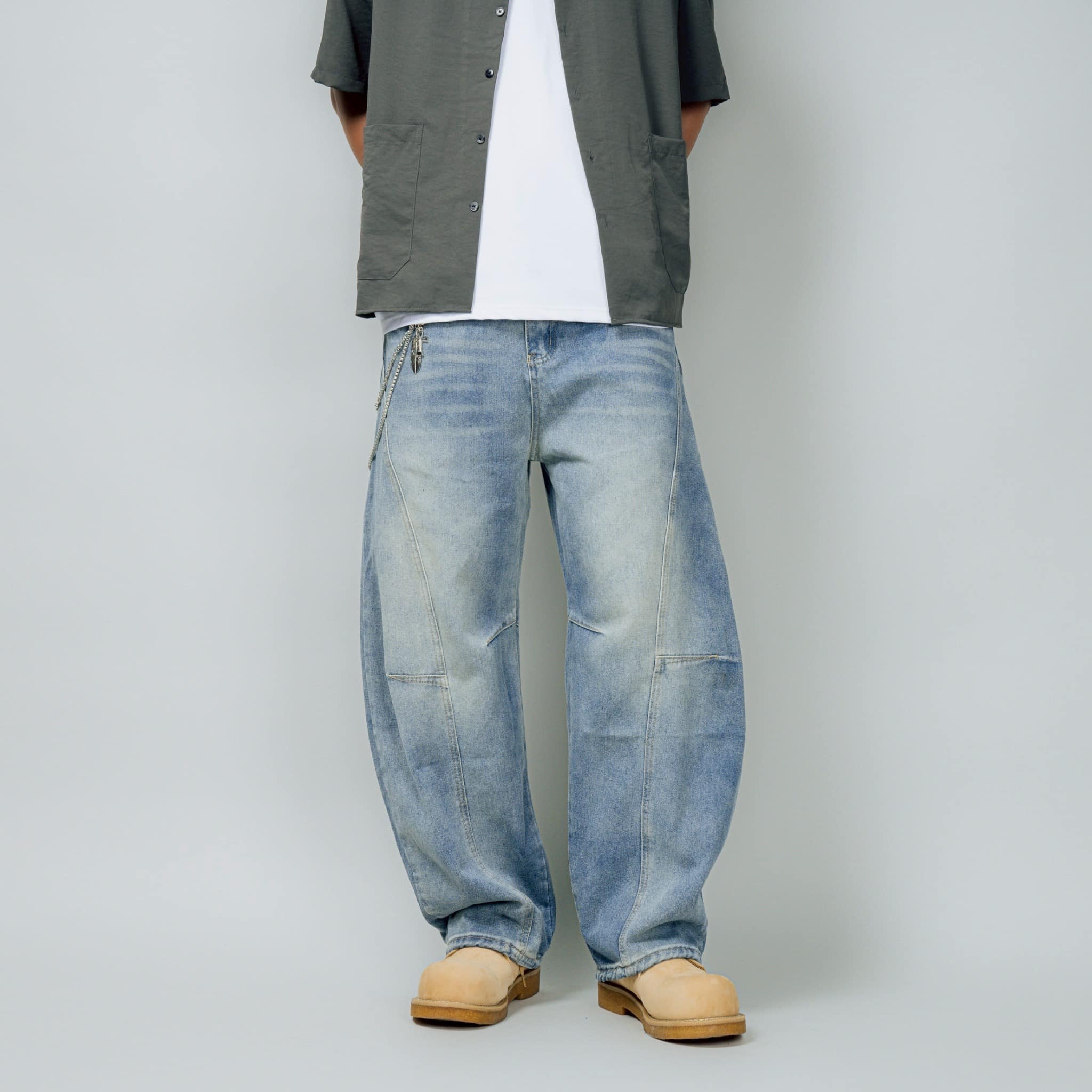 Doupicks 微彎刀立體剪裁牛仔褲 日系選品 v02