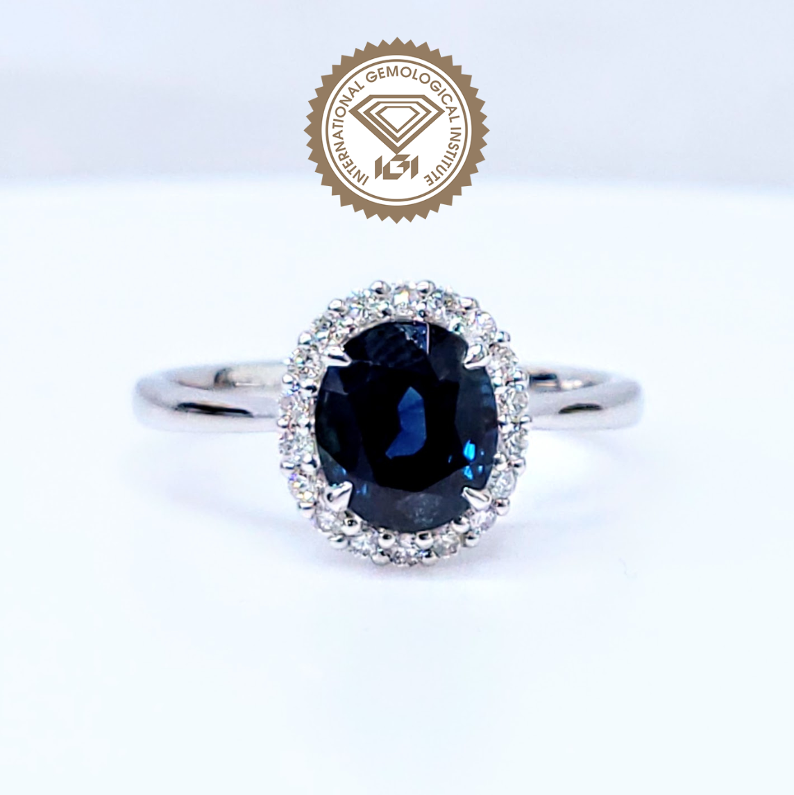 18K White Gold 1.63ct Sapphire and Diamond Ring