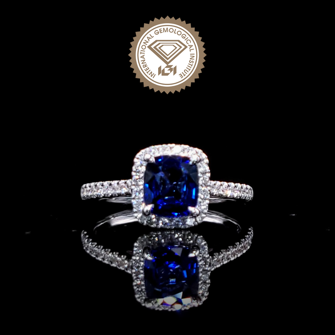 18K White Gold 1.07ct Sapphire and Diamond Ring