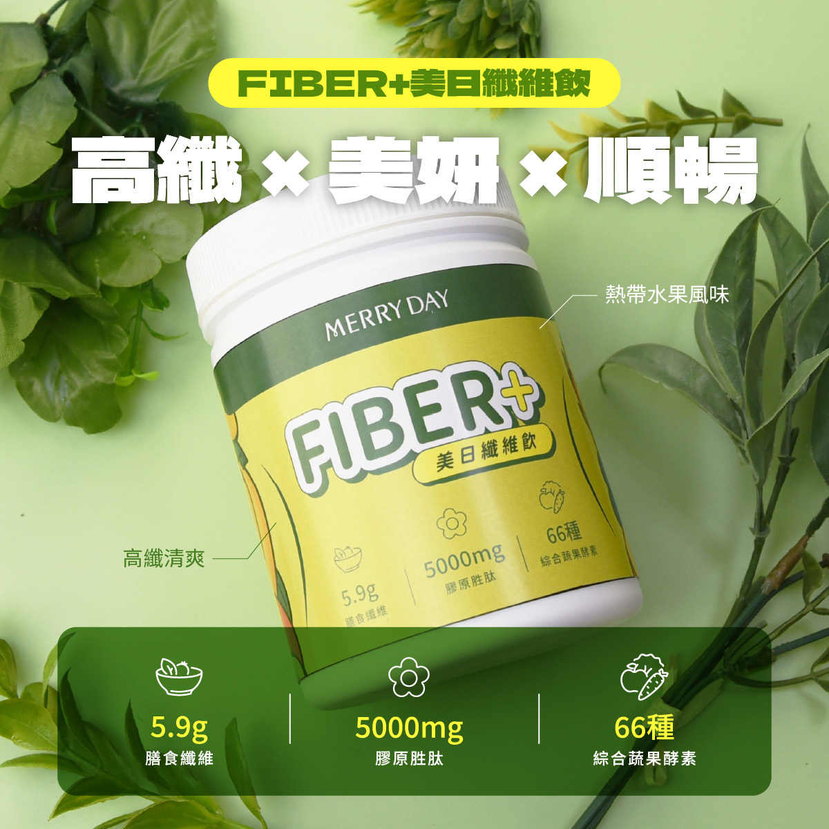 高纖×美妍×順暢FIBER+美日纖維飲一次搞定!
