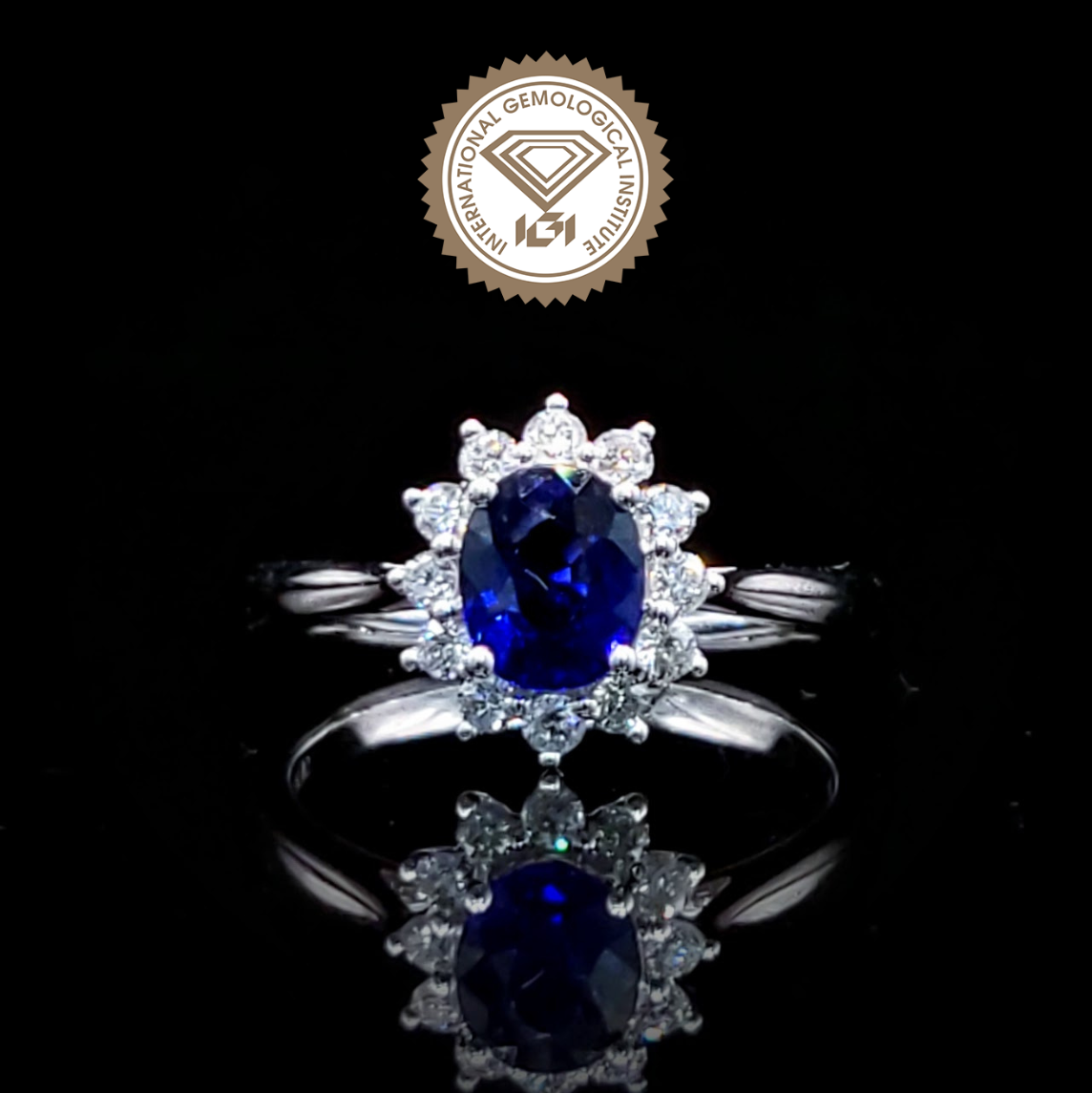 18K White Gold 0.86ct Sapphire and Diamond Ring