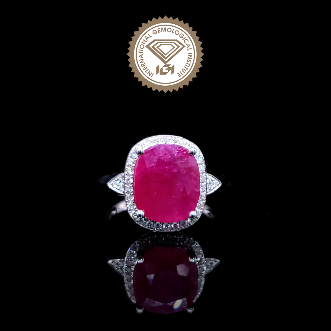 18K White Gold 4.17ct Ruby and Diamond Ring