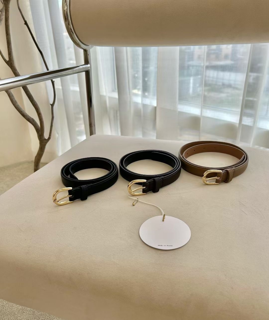 時髦好搭款素面細版皮帶/3色