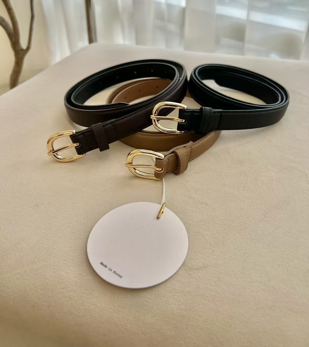 時髦好搭款素面細版皮帶/3色