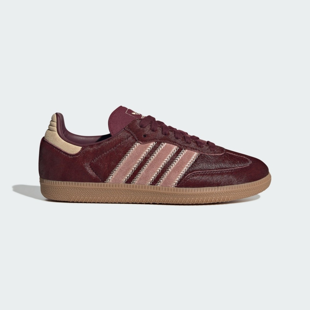 【 adidas SAMBA OG W 仿馬毛復古鞋款 - 酒紅x陶粉 】