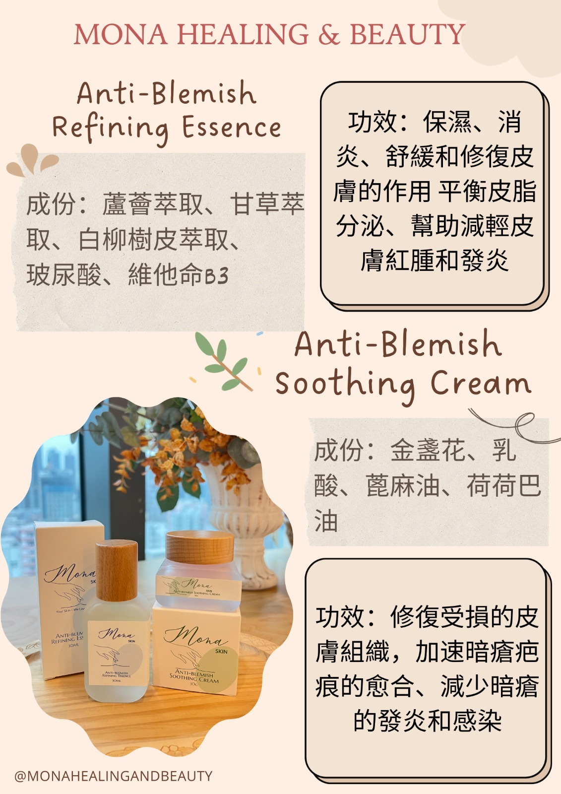 Mona Anti-Blemish Soothing Cream 暗瘡修復面霜 M1 / M2