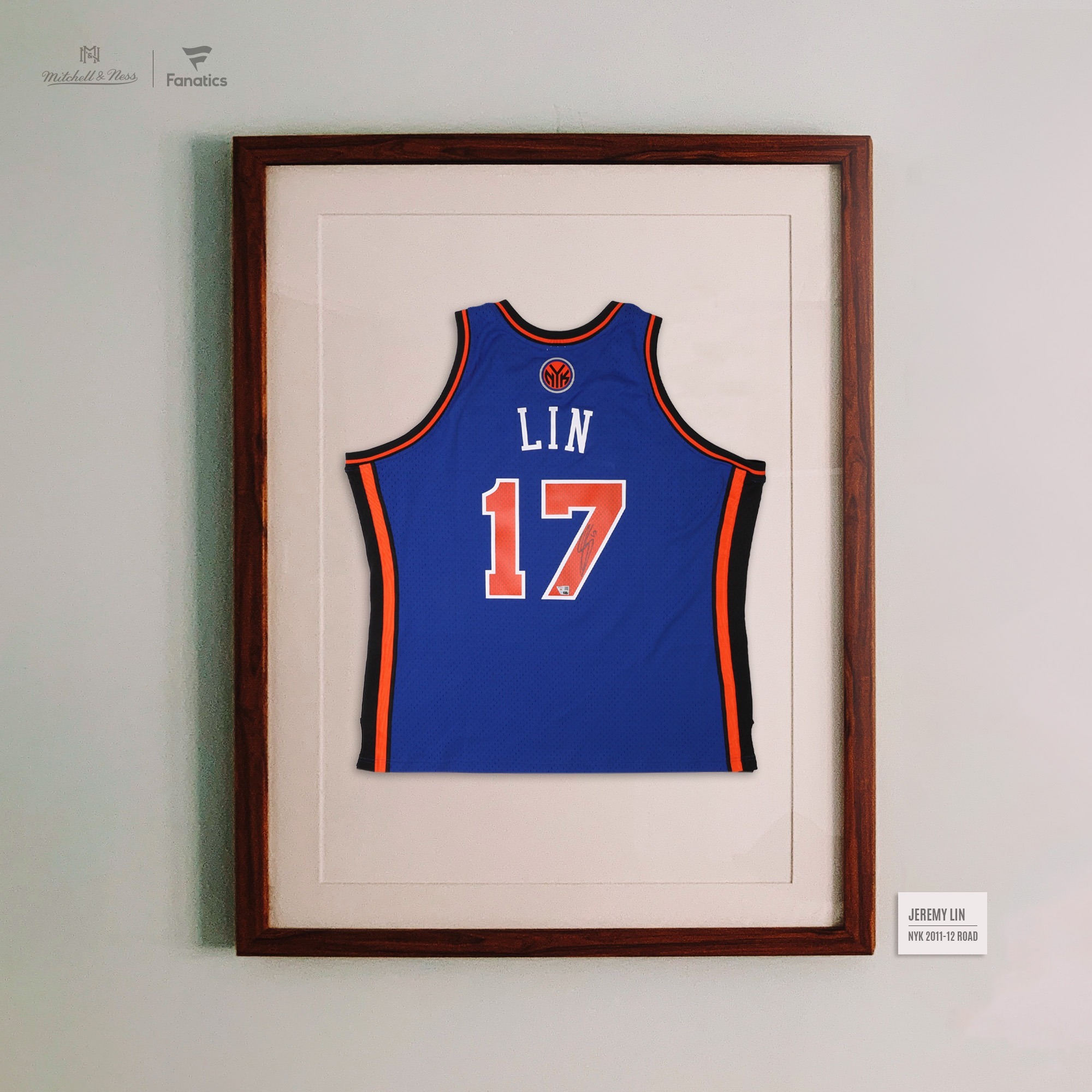 NBA球衣 親簽含認證 Jeremy Lin 紐約尼克籃 林書豪 林來瘋 M&N Swingman 球迷版 熱轉印 Fanatics 官方雷射編號 全新 盒裝出貨 不含框