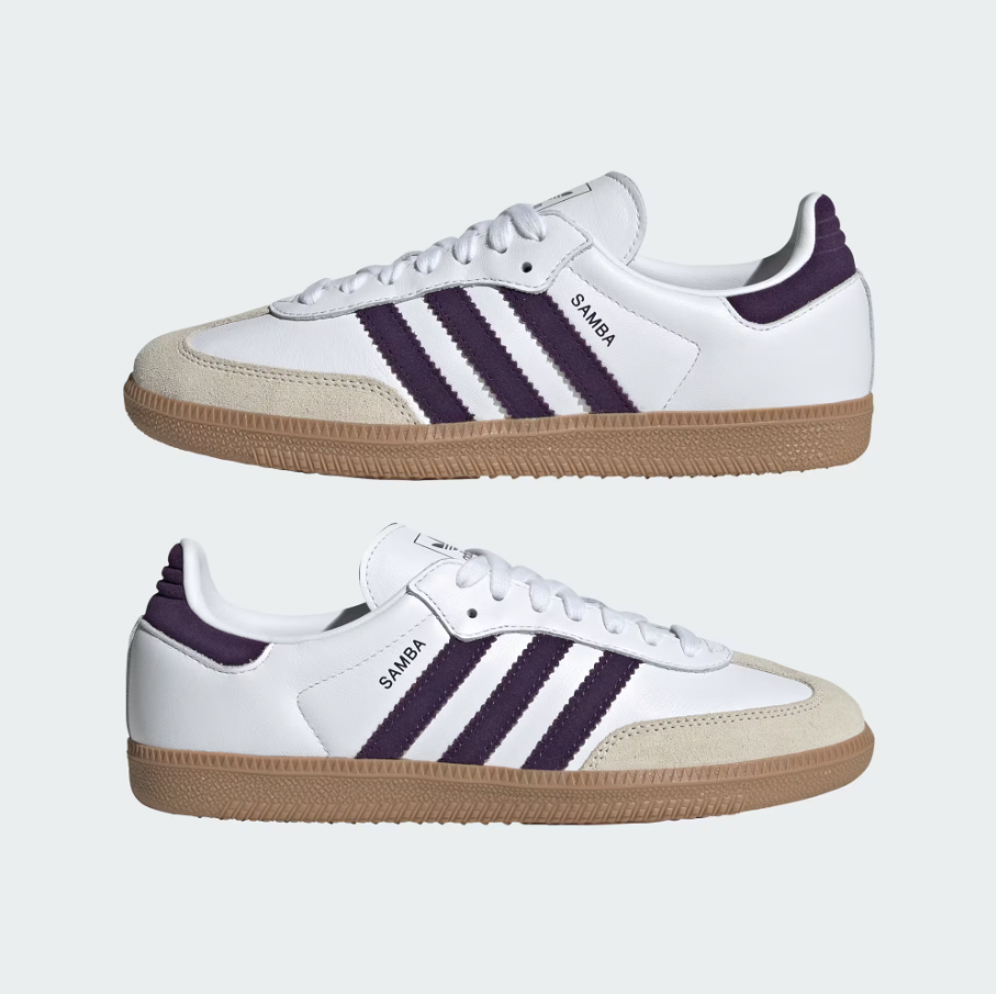 【 adidas SAMBA OG 復古經典鞋款 - 白x梅紫 】