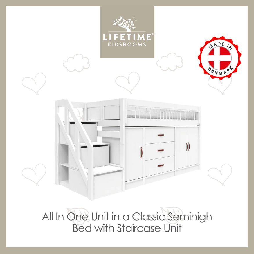 Lifetime All in one under Semihigh Bed with Staircase