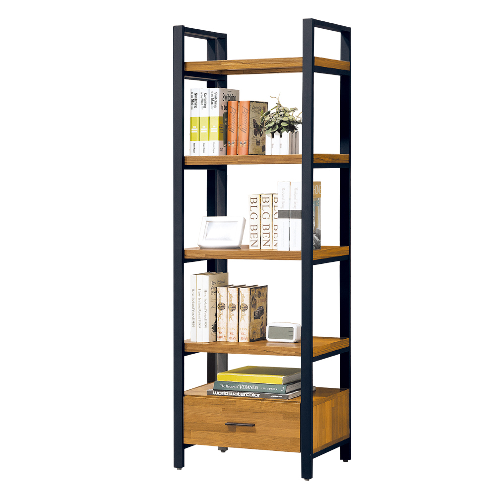 斯克2尺工業風開放式單抽書架/收納架