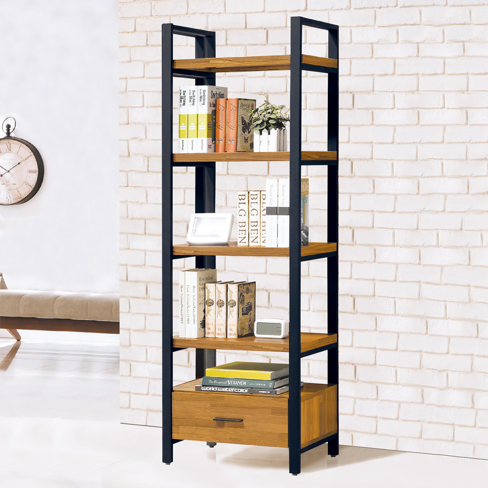 斯克2尺工業風開放式單抽書架/收納架