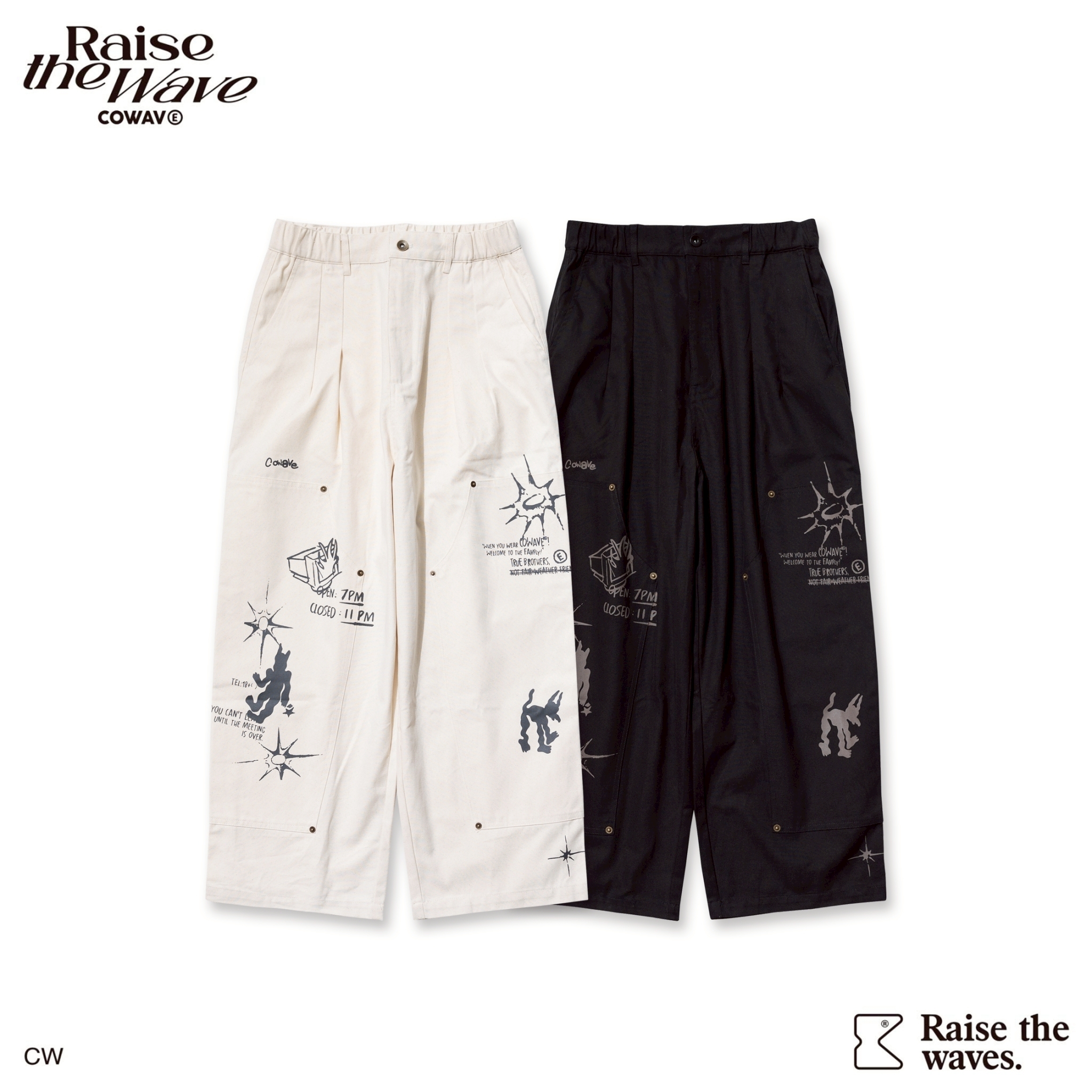 COWAVE 2025 Spring & Summer Doodle Doubleknee Pants