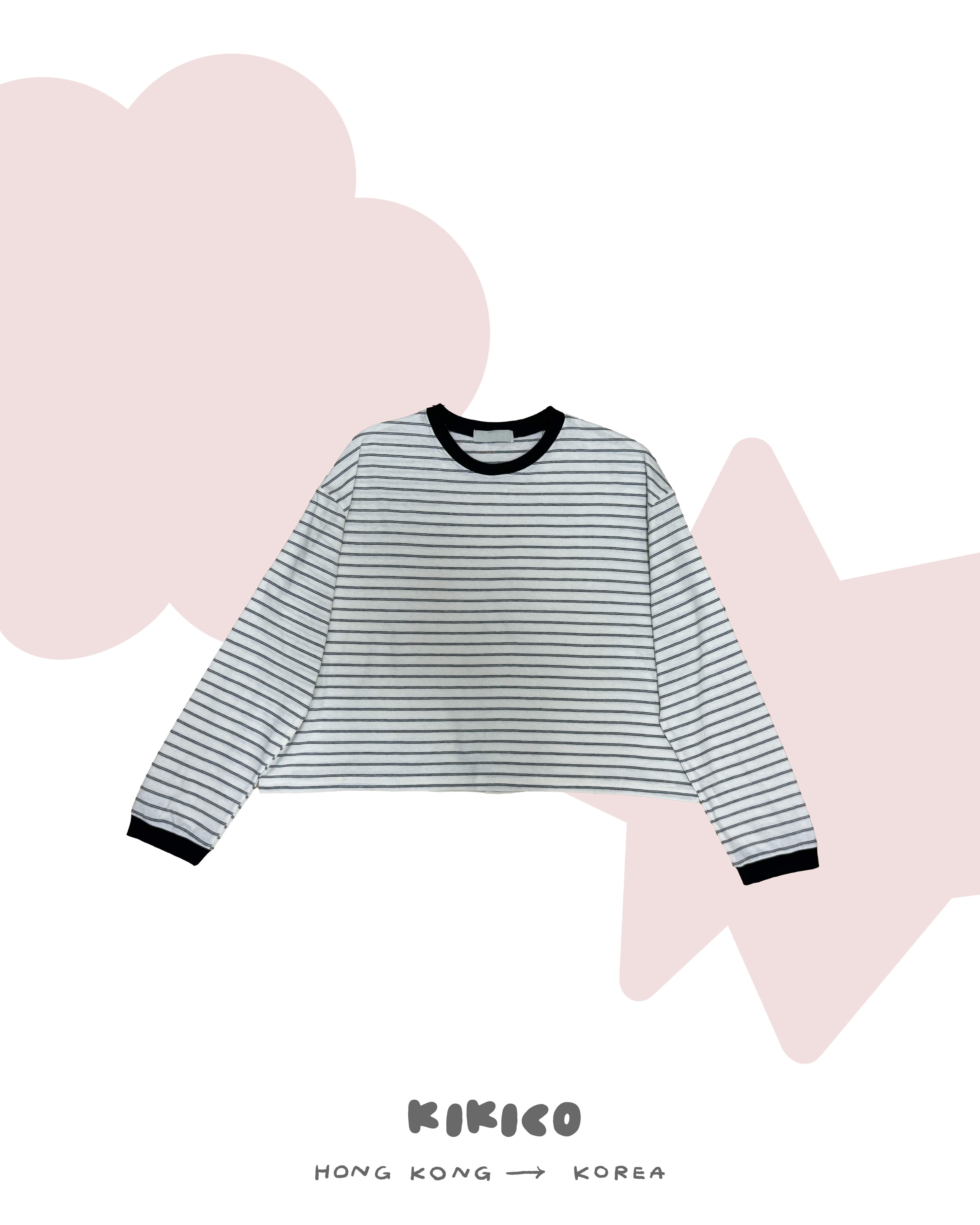 Basic圓領橫間長袖Tee