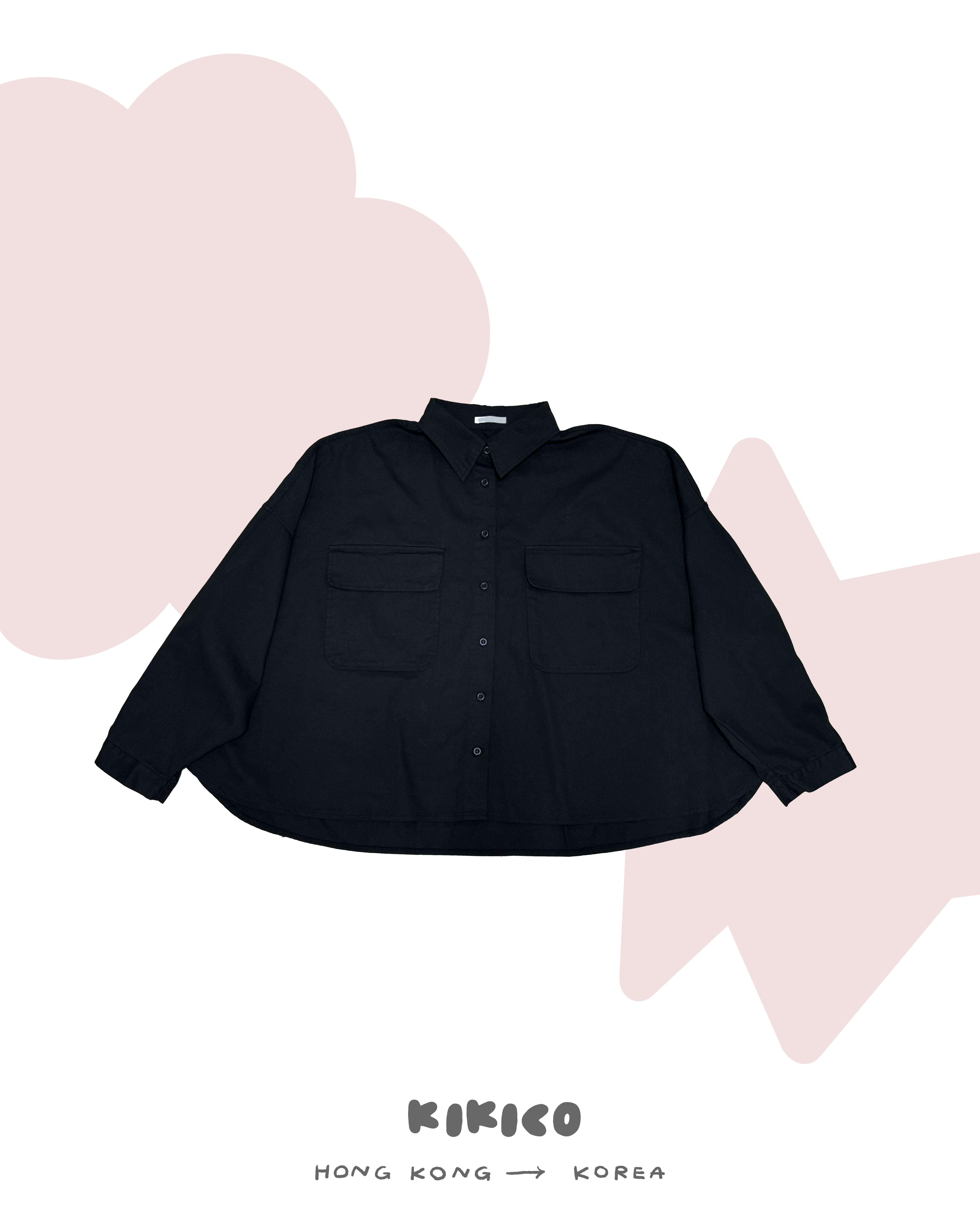 尖領雙口袋寬版恤外套