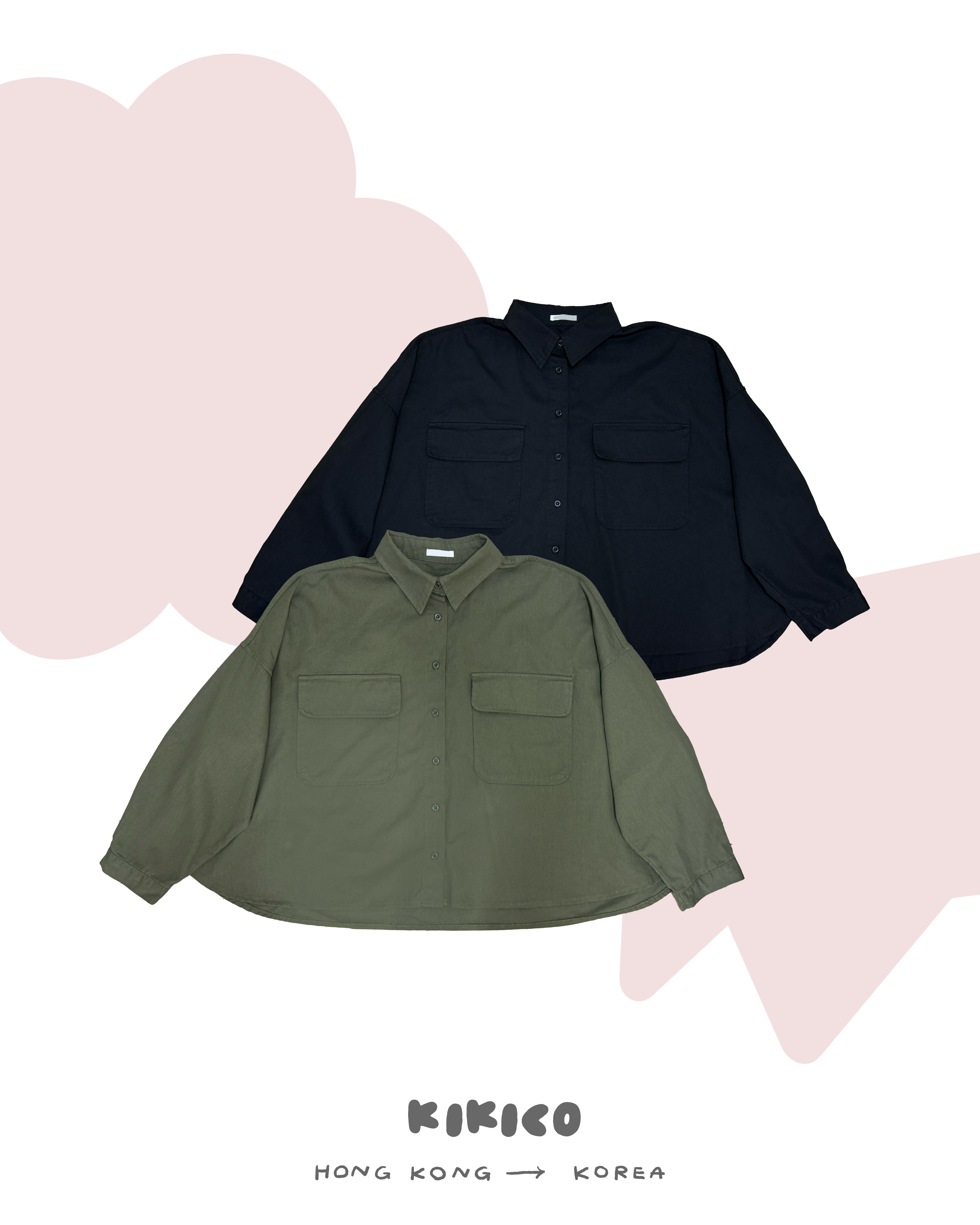 尖領雙口袋寬版恤外套