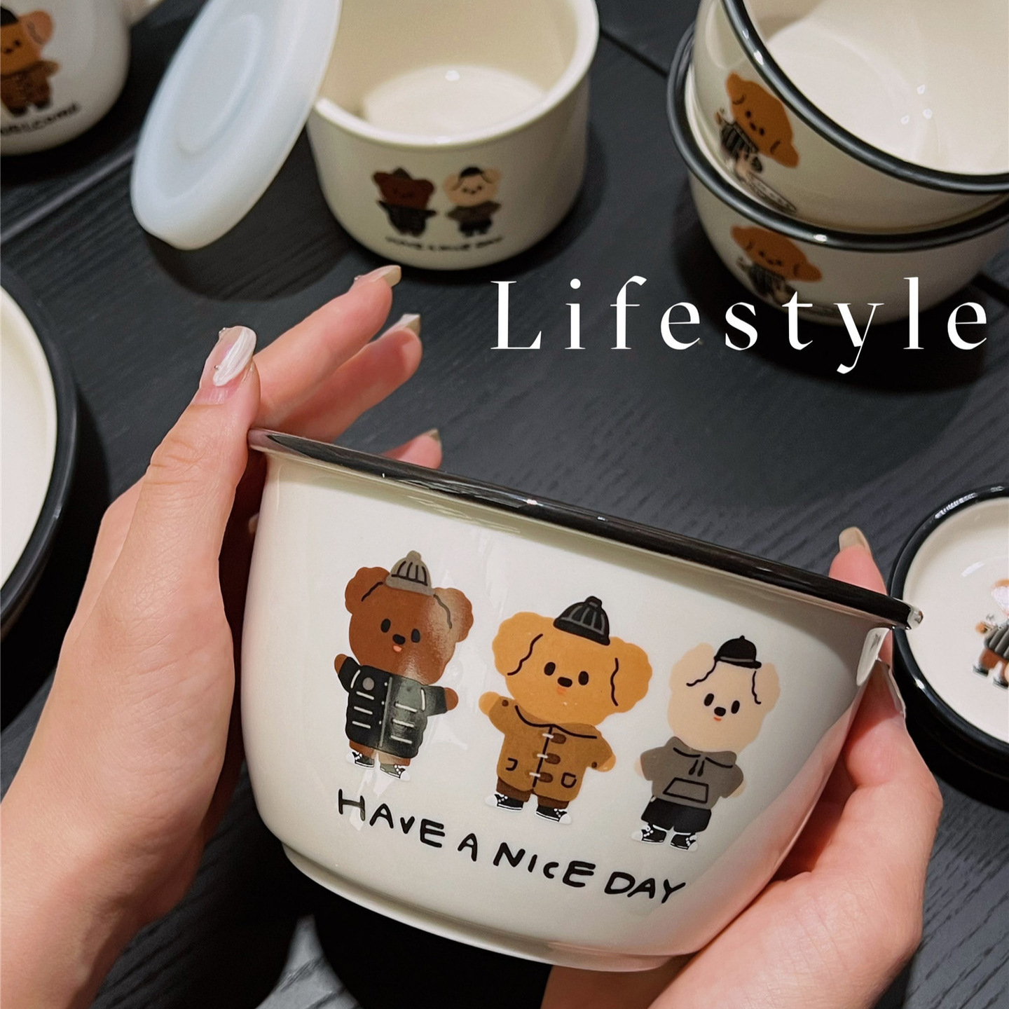 《6234》ins風小狗陶瓷餐盤組