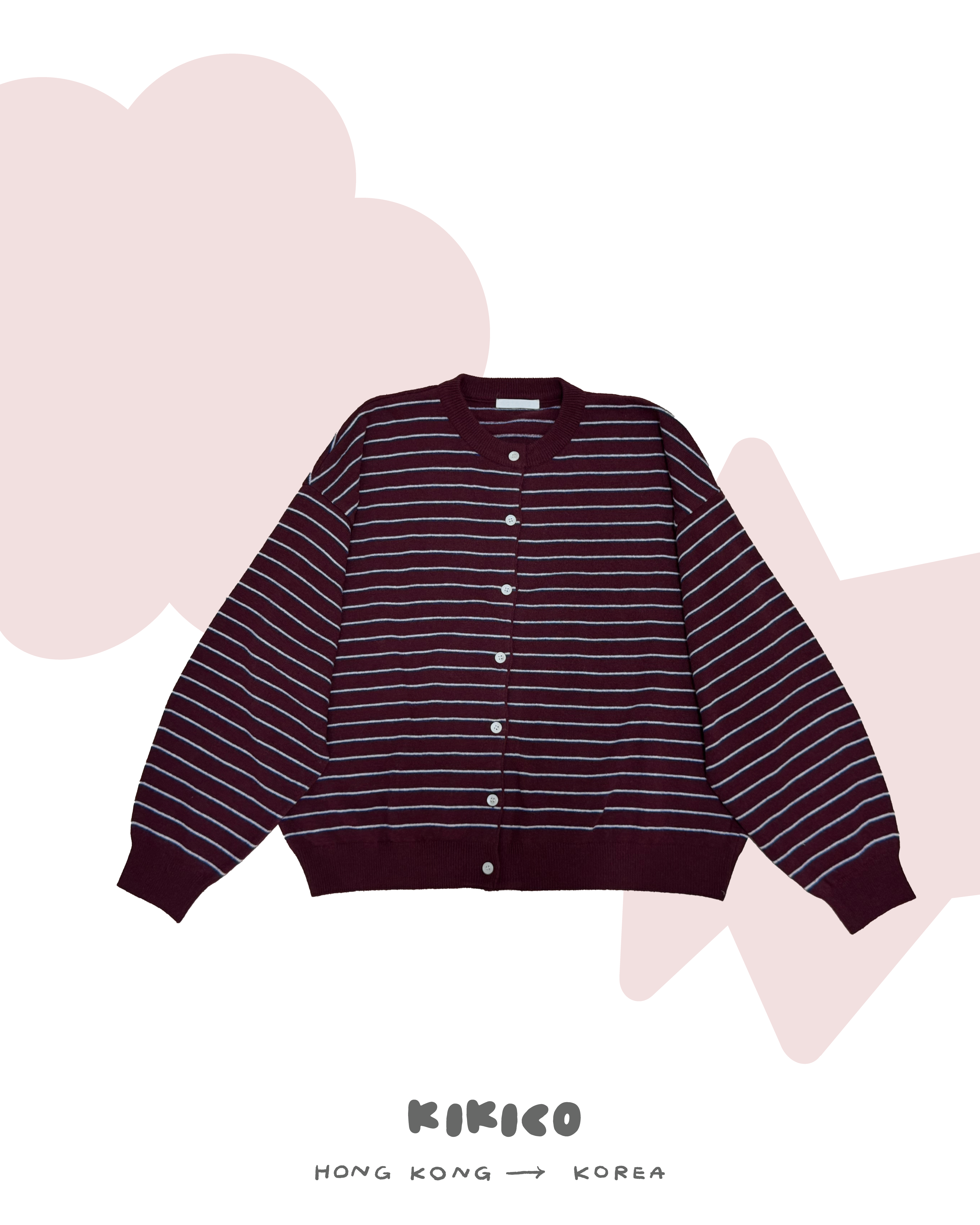 必買！條紋羊毛闊身泡泡袖冷外套