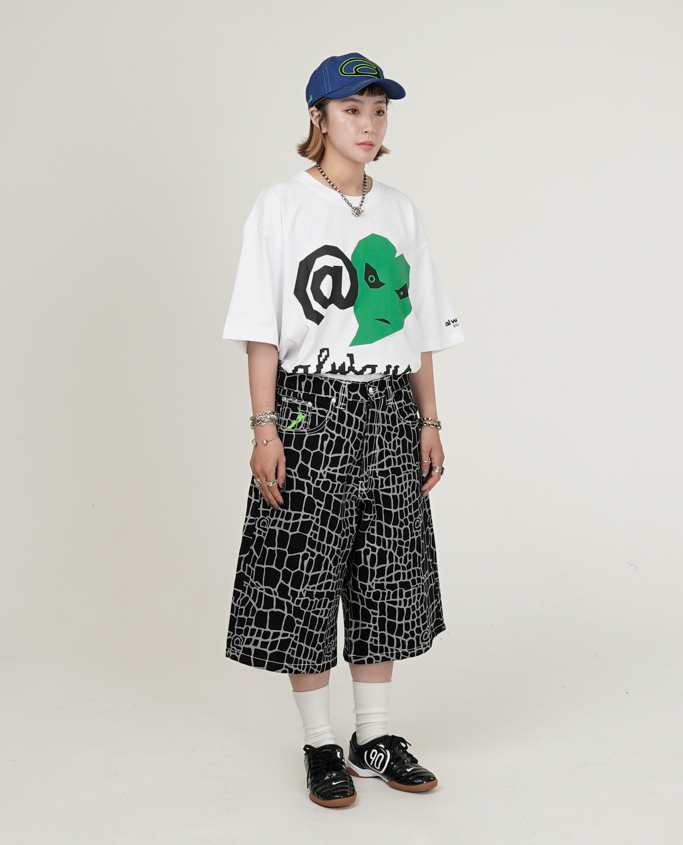 Always croc print denim shorts - 25SS