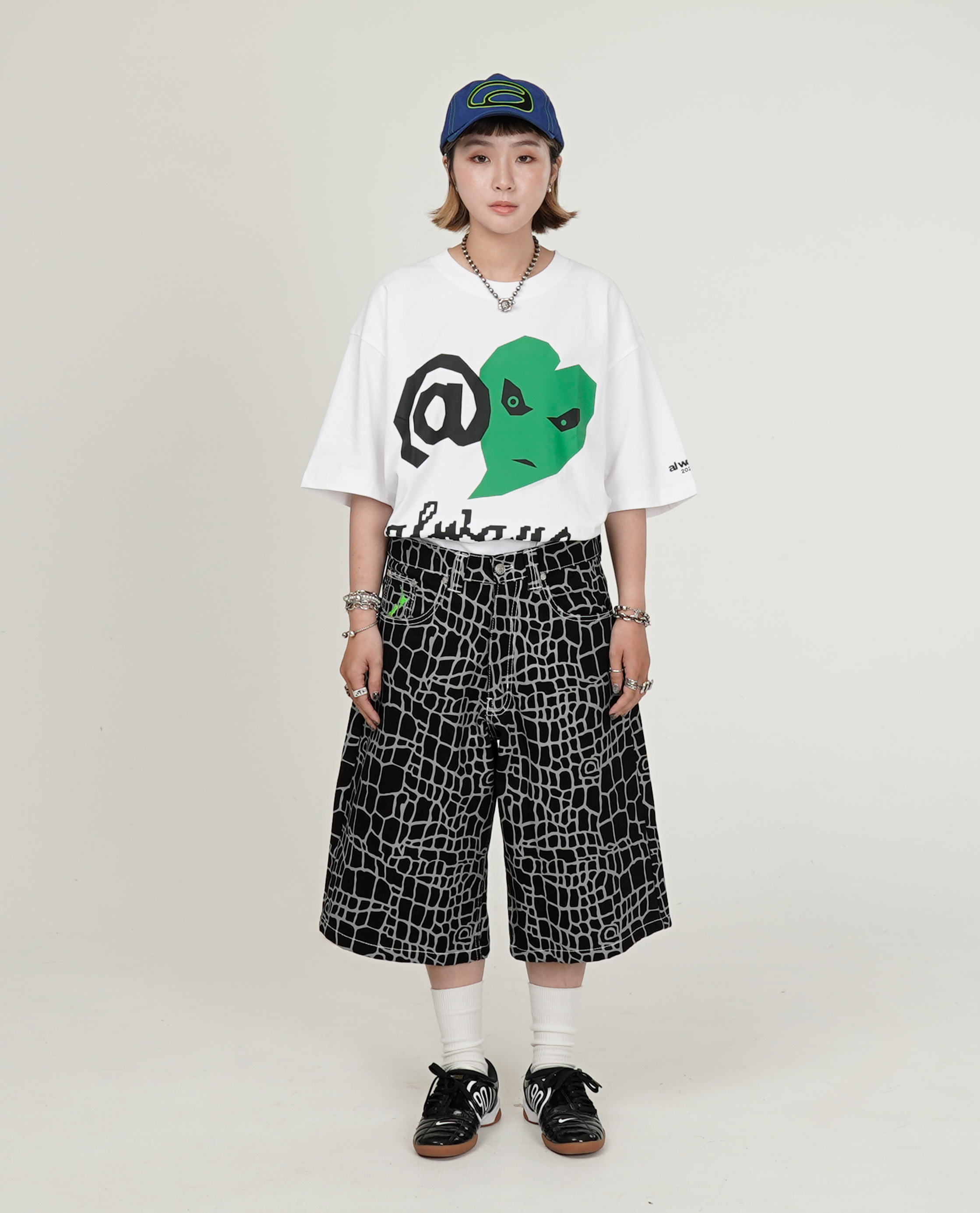 Always croc print denim shorts - 25SS