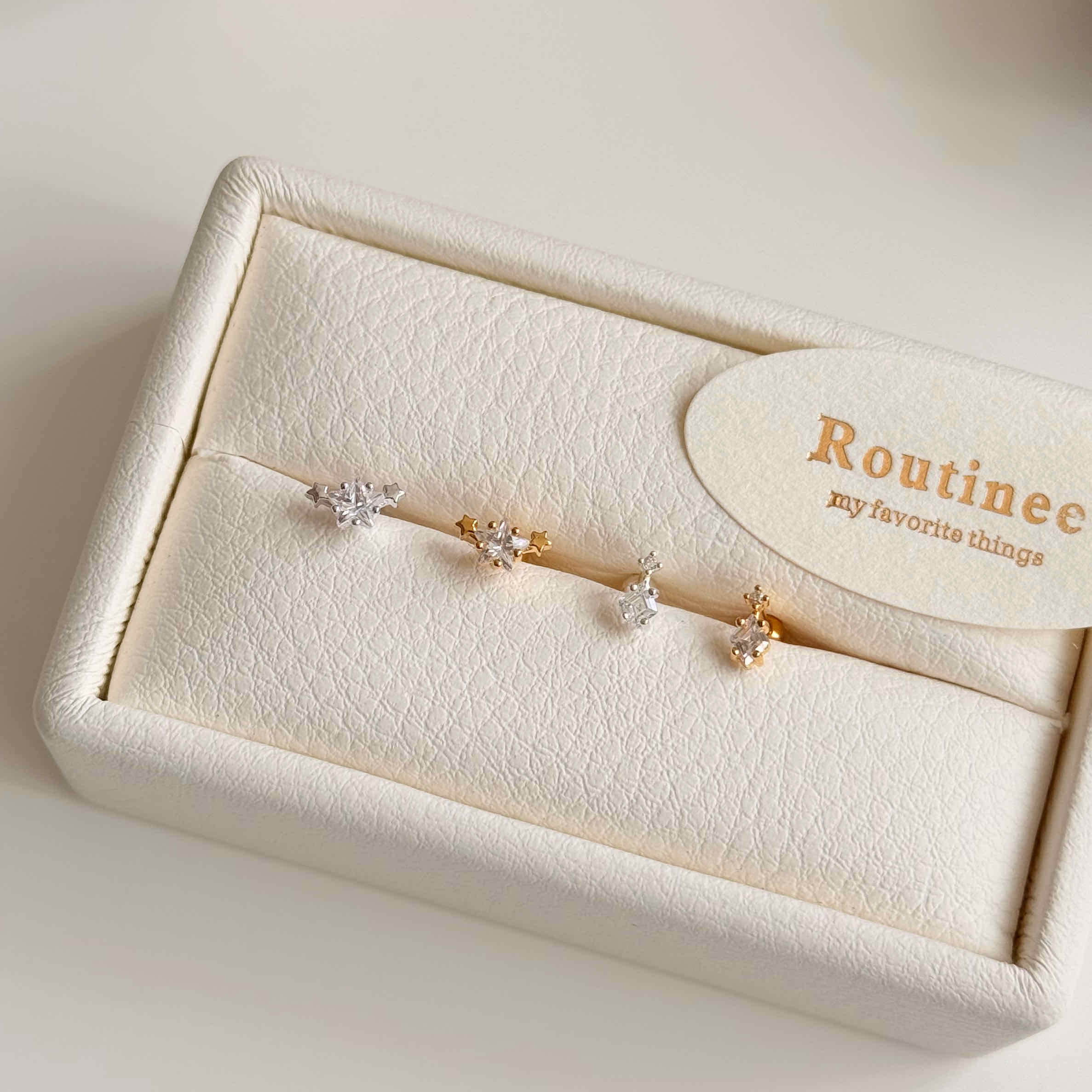 🇰🇷925 silver 閃閃流星轉珠耳釘