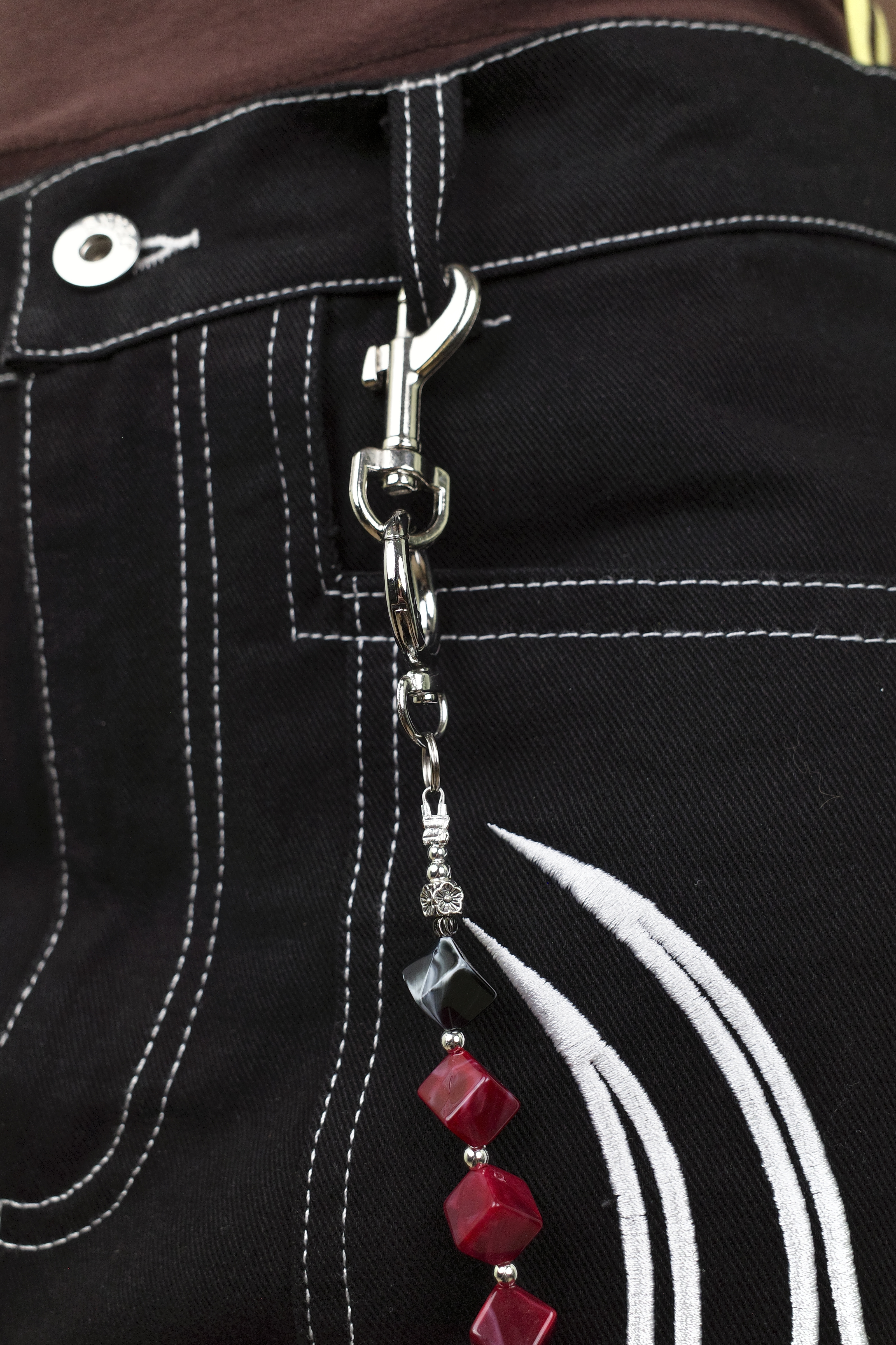 『Always_Good』黑紅 方塊 暈染 褲鏈