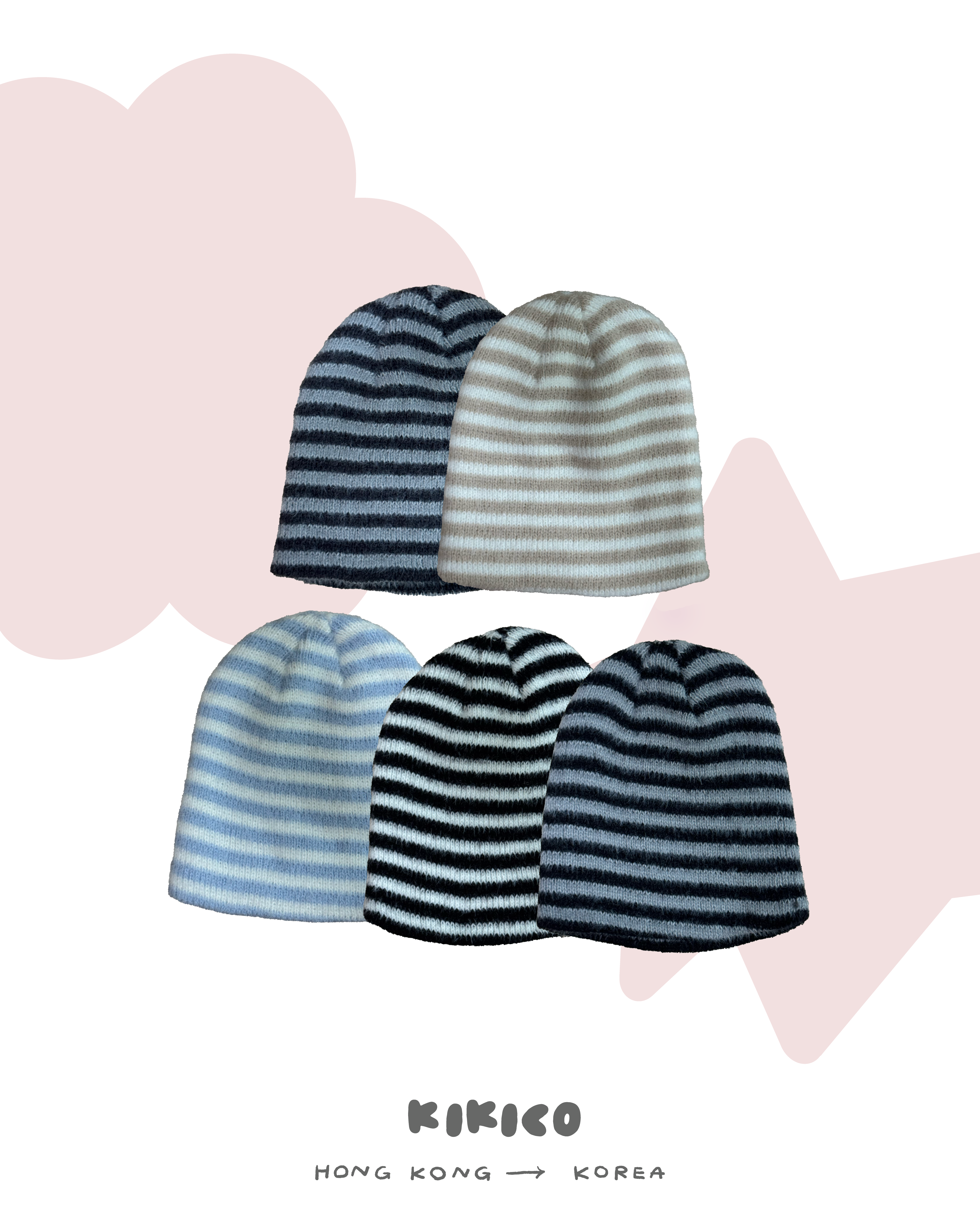 橫條條毛線套頭帽