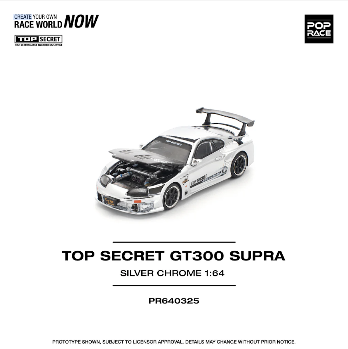 【預訂】Pop Race 1/64 Top Secret GT300 Supra Silver (PR640325)