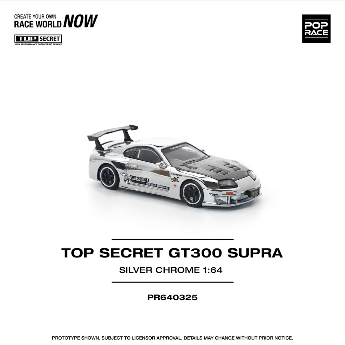 【預訂】Pop Race 1/64 Top Secret GT300 Supra Silver (PR640325)