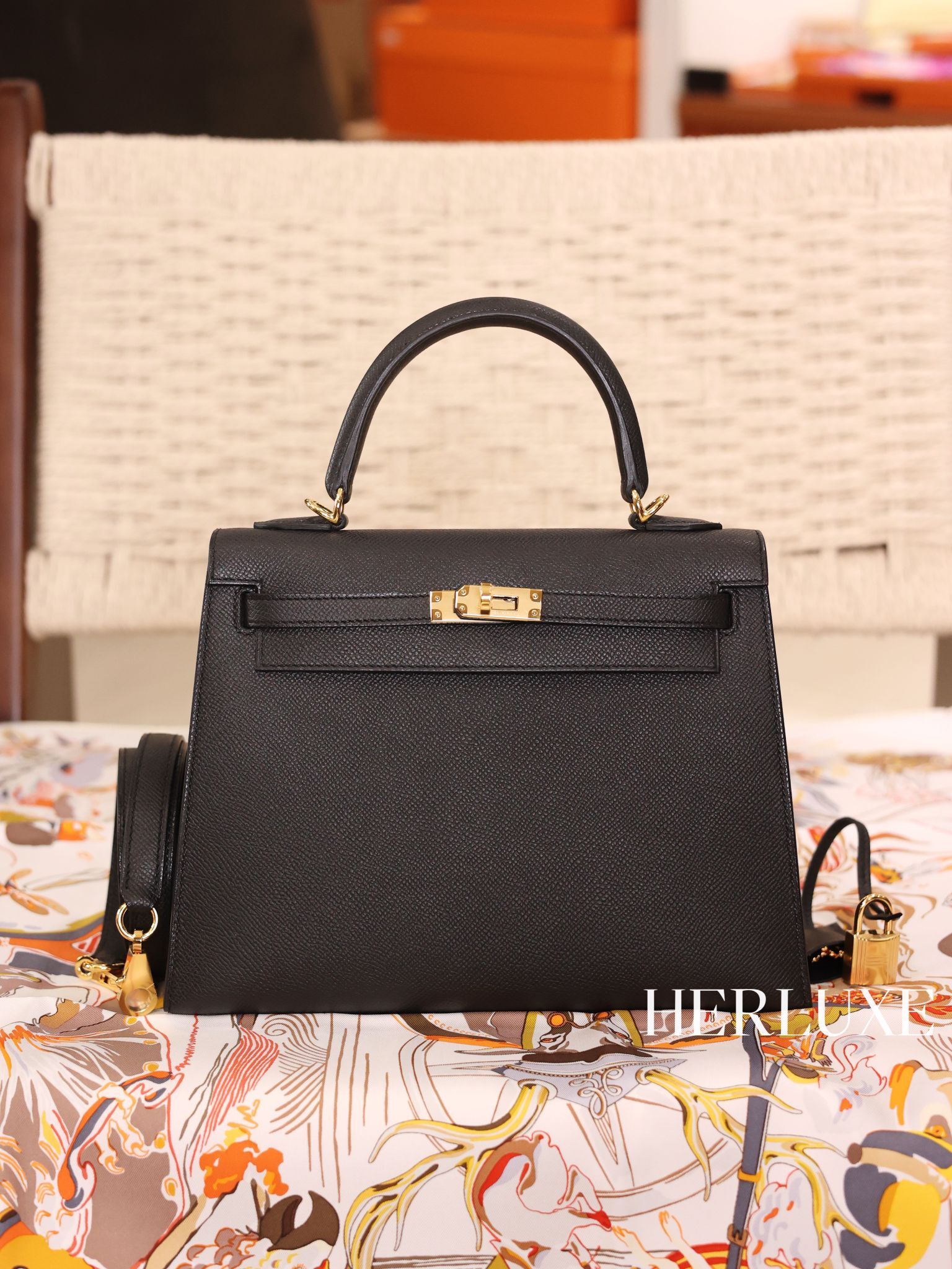 Kelly 25 89 noir cc epsom K