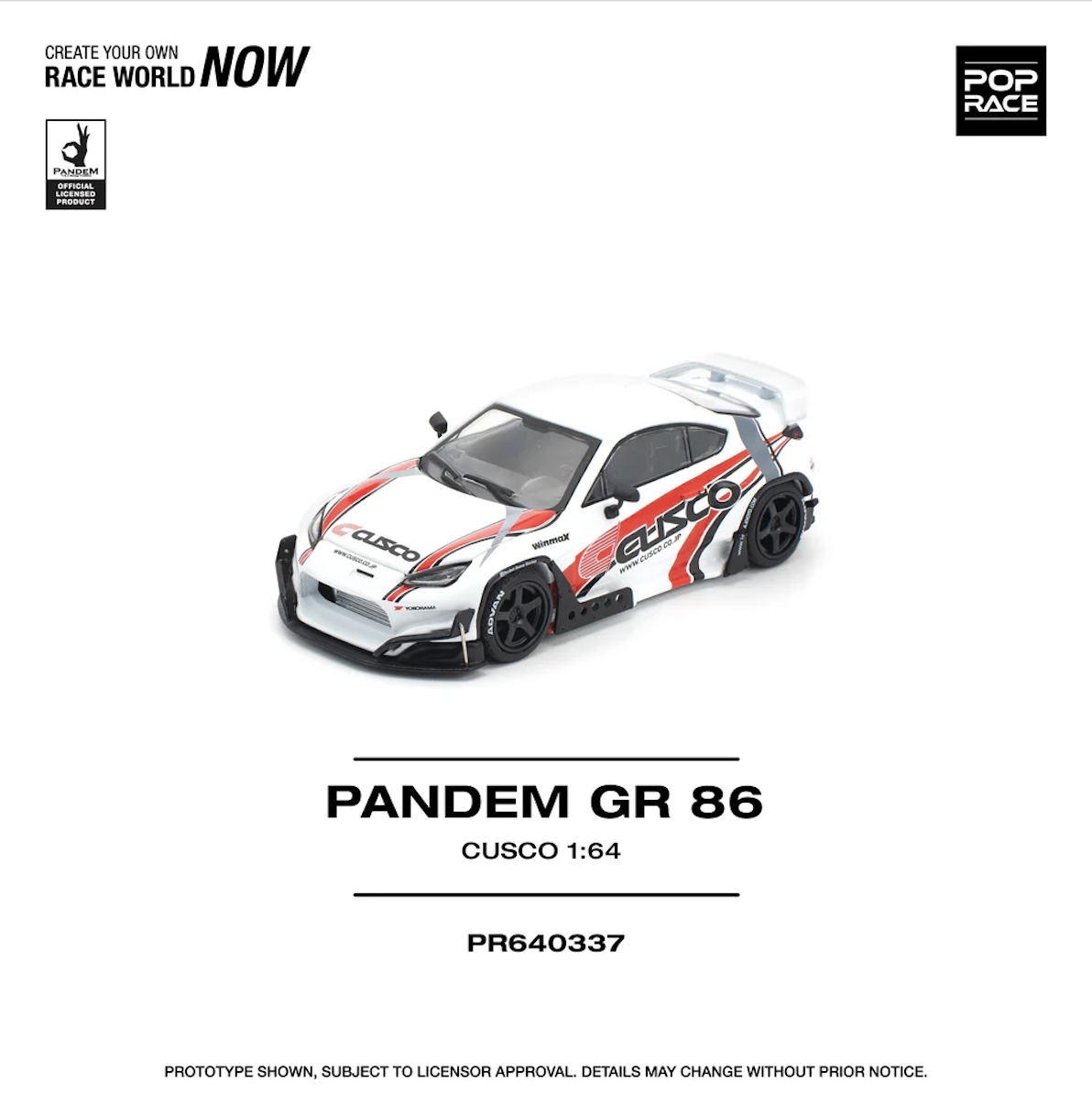 【預訂】Pop Race 1/64 Pandem GR86 Cusco (PR640337)