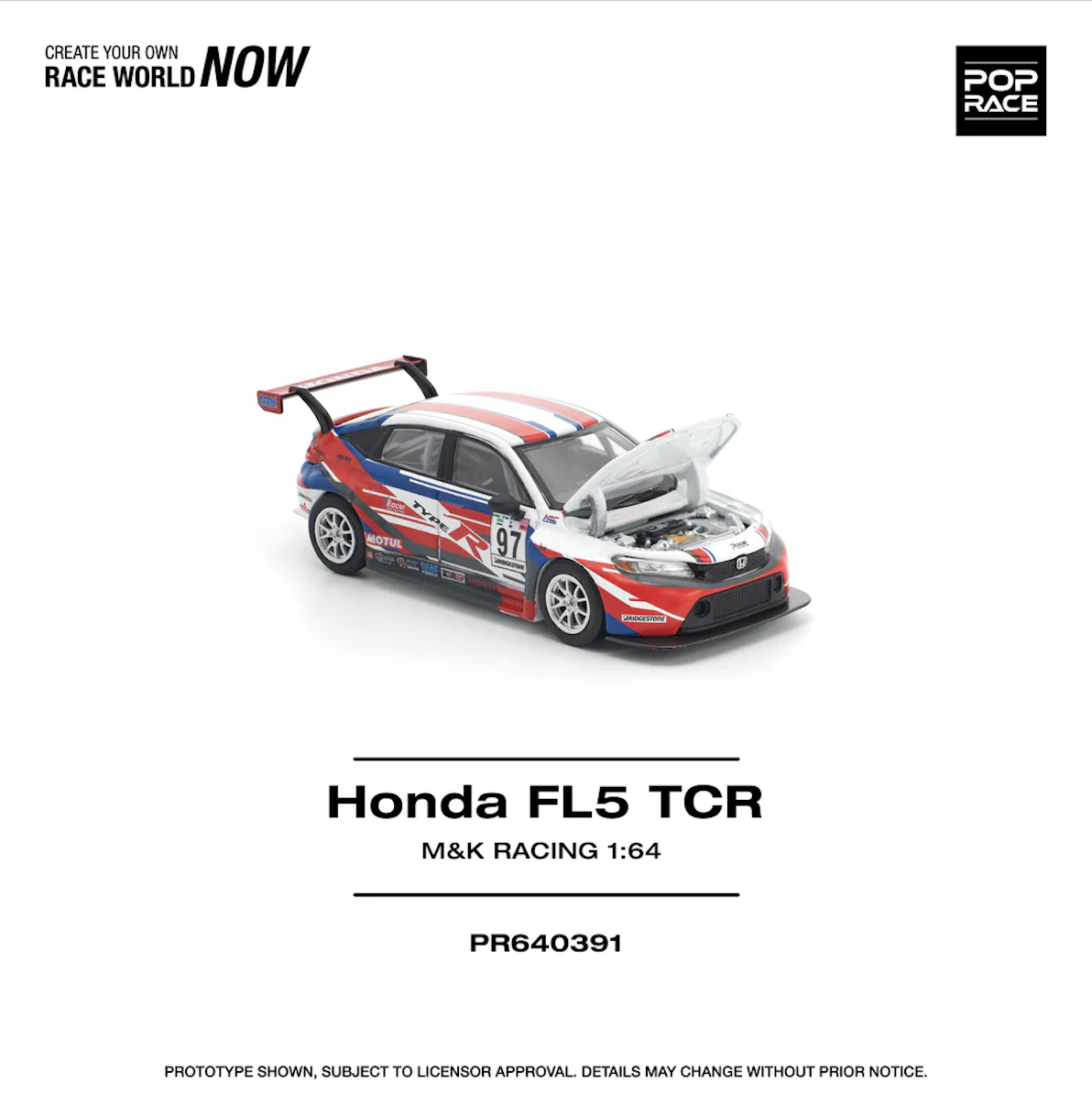 【預訂】Pop Race 1/64 Honda Civic Type-R (FL5) TCR M&K Racing (PR640391)