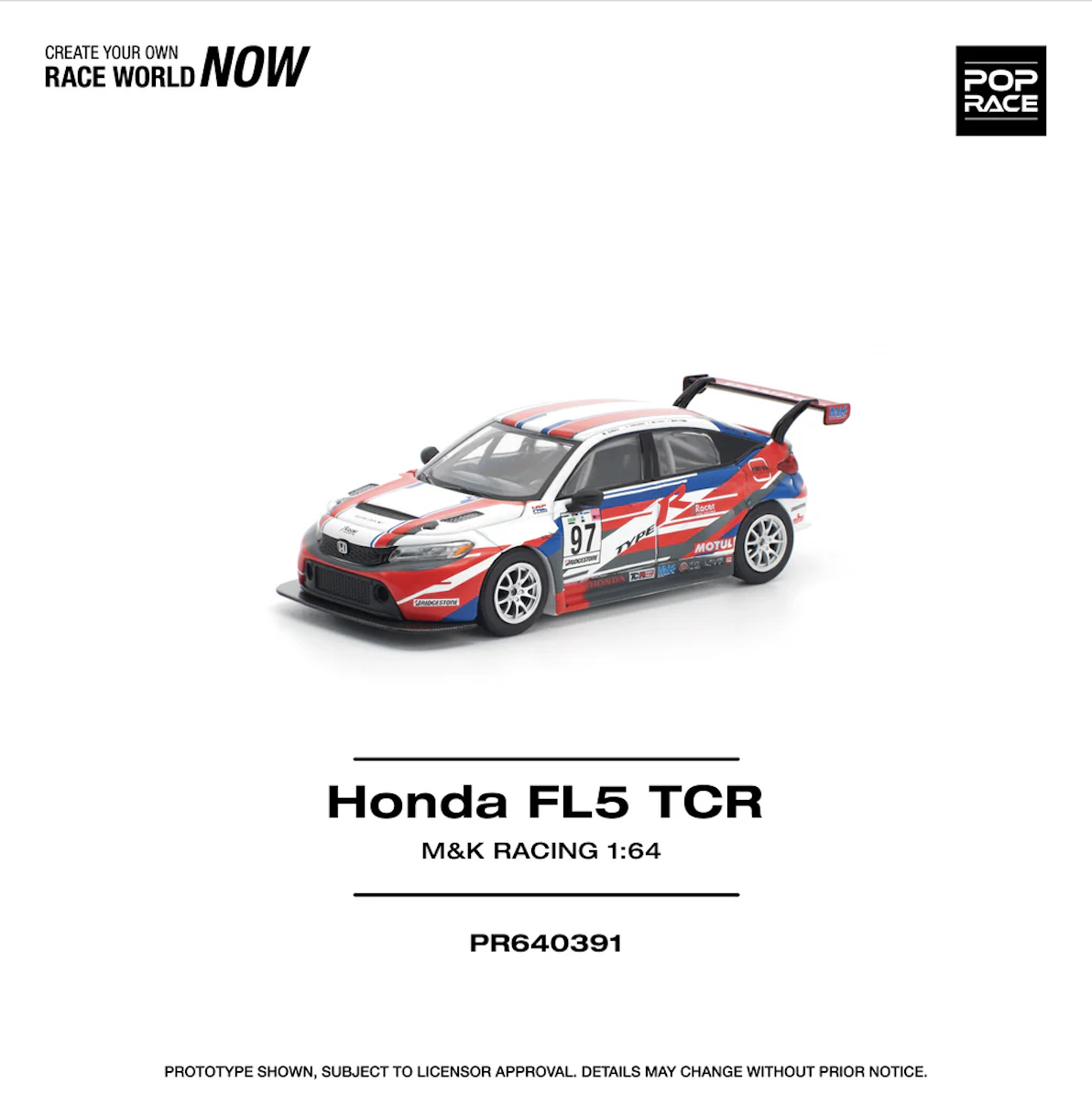 【預訂】Pop Race 1/64 Honda Civic Type-R (FL5) TCR M&K Racing (PR640391)