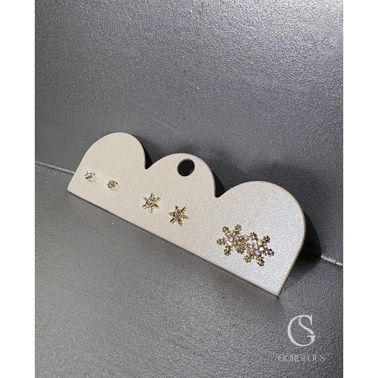 R63 現貨「雪花閃鑽六件組耳環」