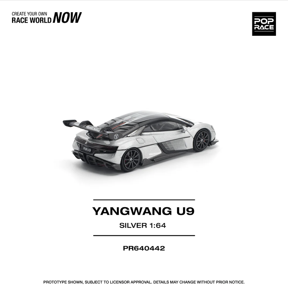 【預訂】Pop Race 1/64 Yangwang U9 Silver (PR640442)