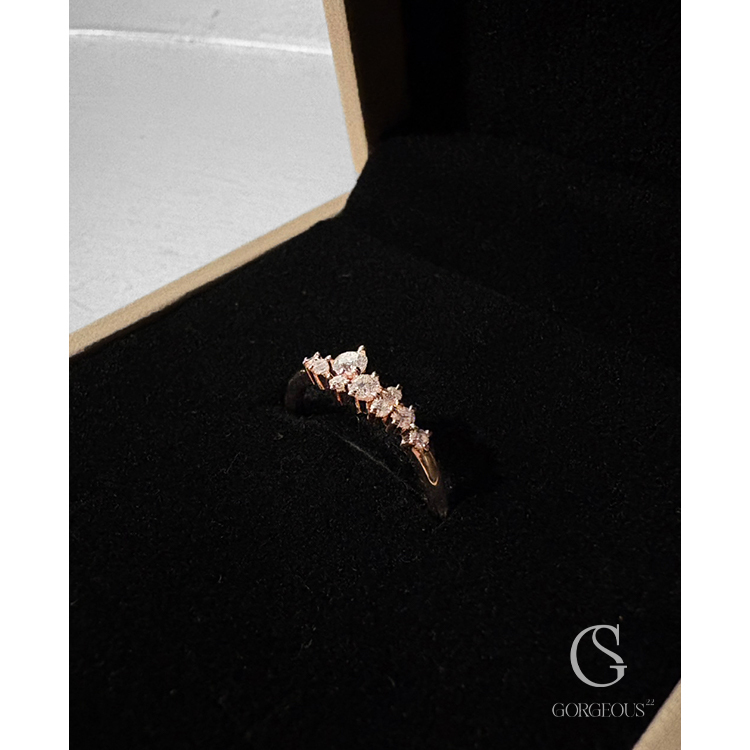 R41 現貨「不規則鑲鑽戒指(925銀)」