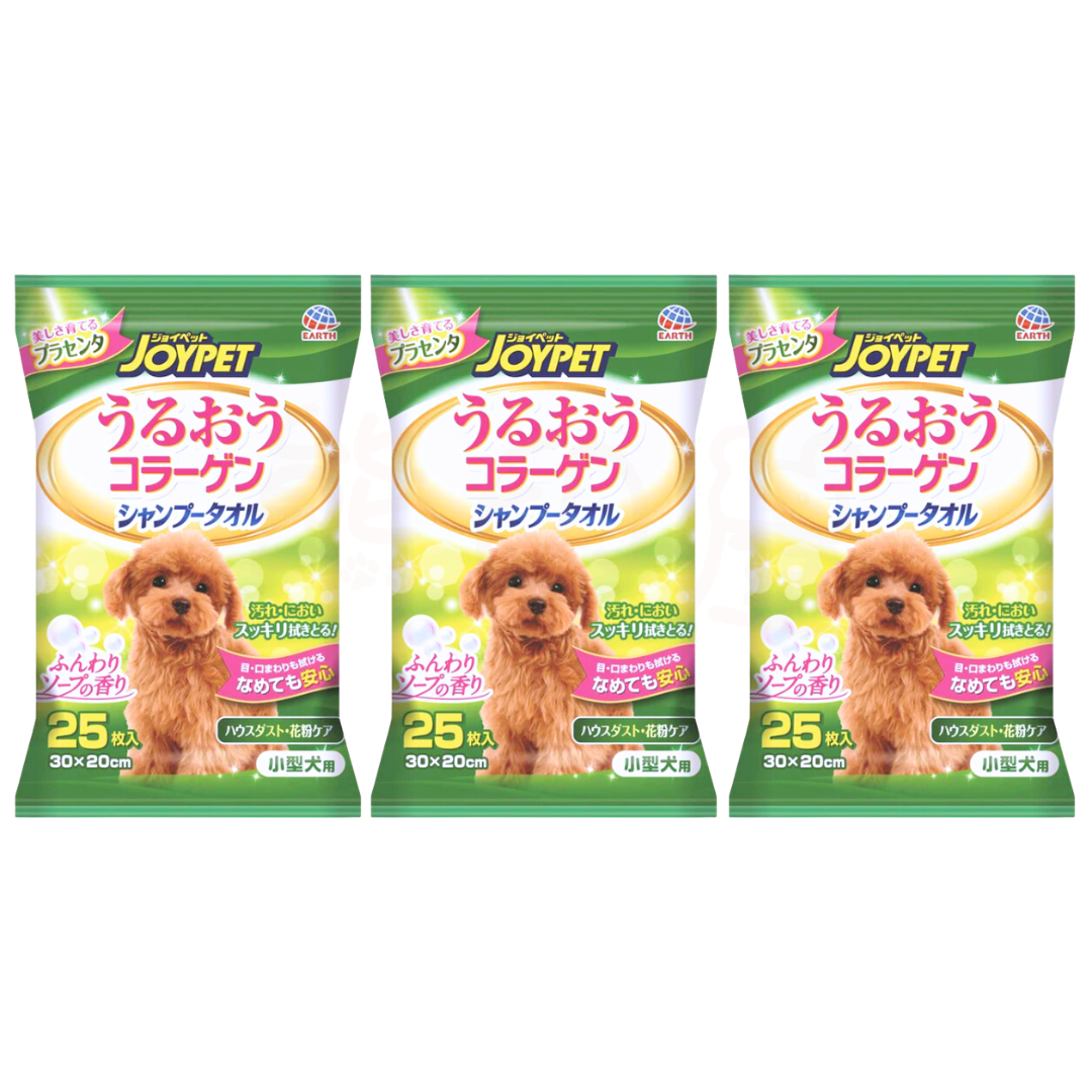 JOYPET 潔膚濕紙巾小型犬用(爽身粉味) (綠)日本製25枚x3