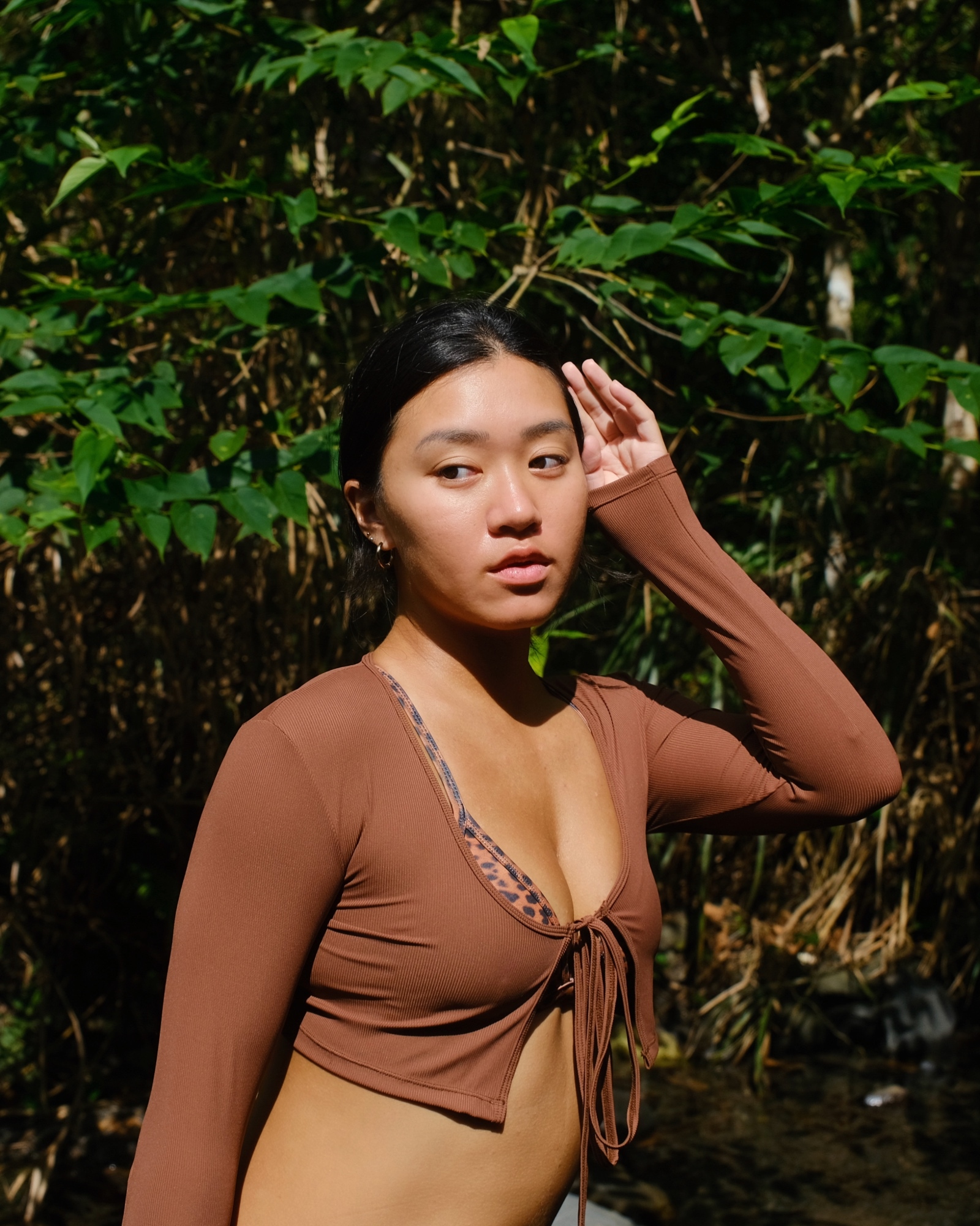 【羅紋咖啡糖】IRA 防曬綁帶長袖罩衫