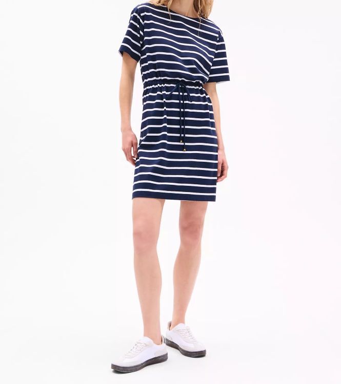 [S] TOMMY HILFIGER NAVY STRIPE GOLD BUTTON TSHIRT DRESS, XW04383-400 (STH1316)